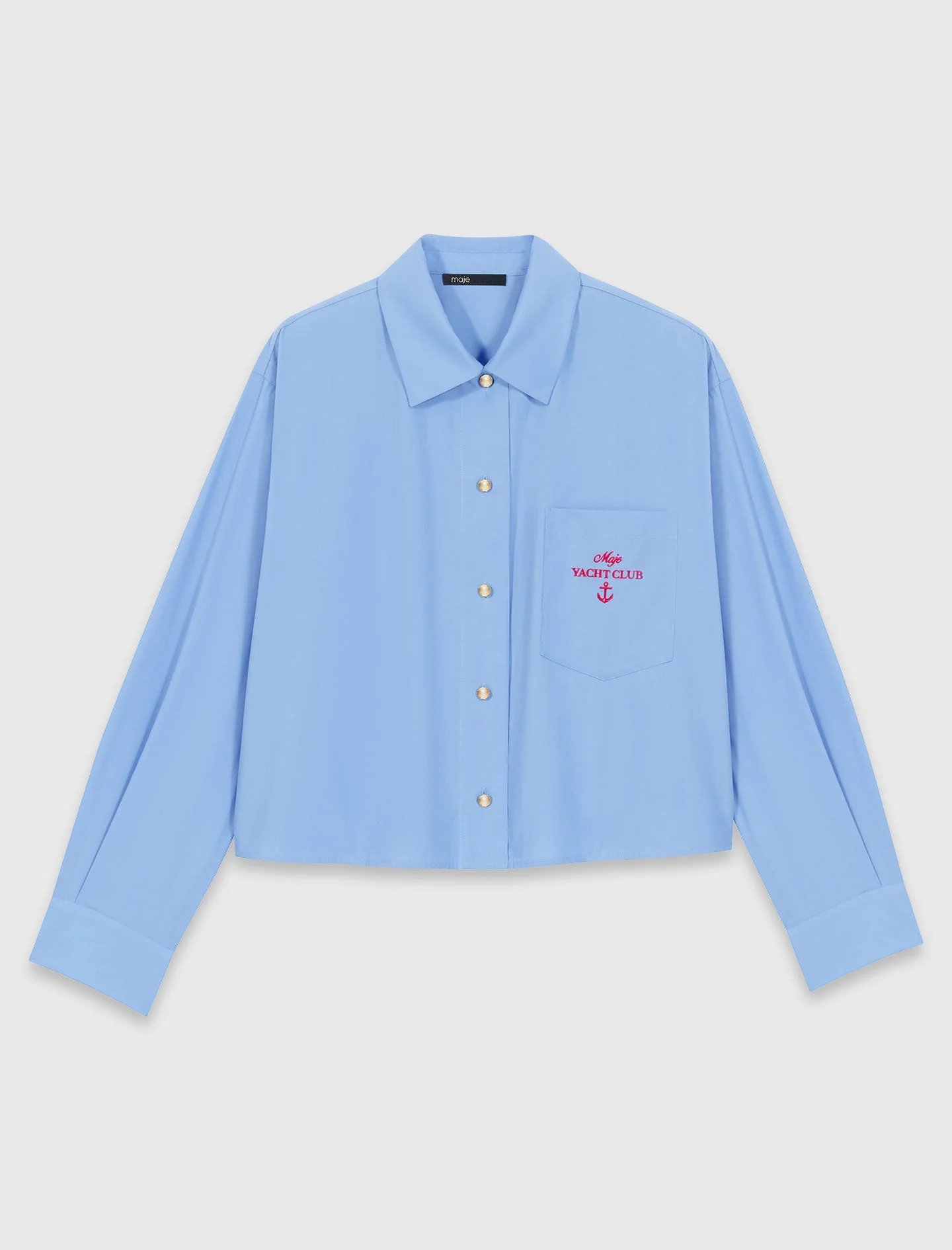Pleated Back Embroidered Shirt Blue - Image 7