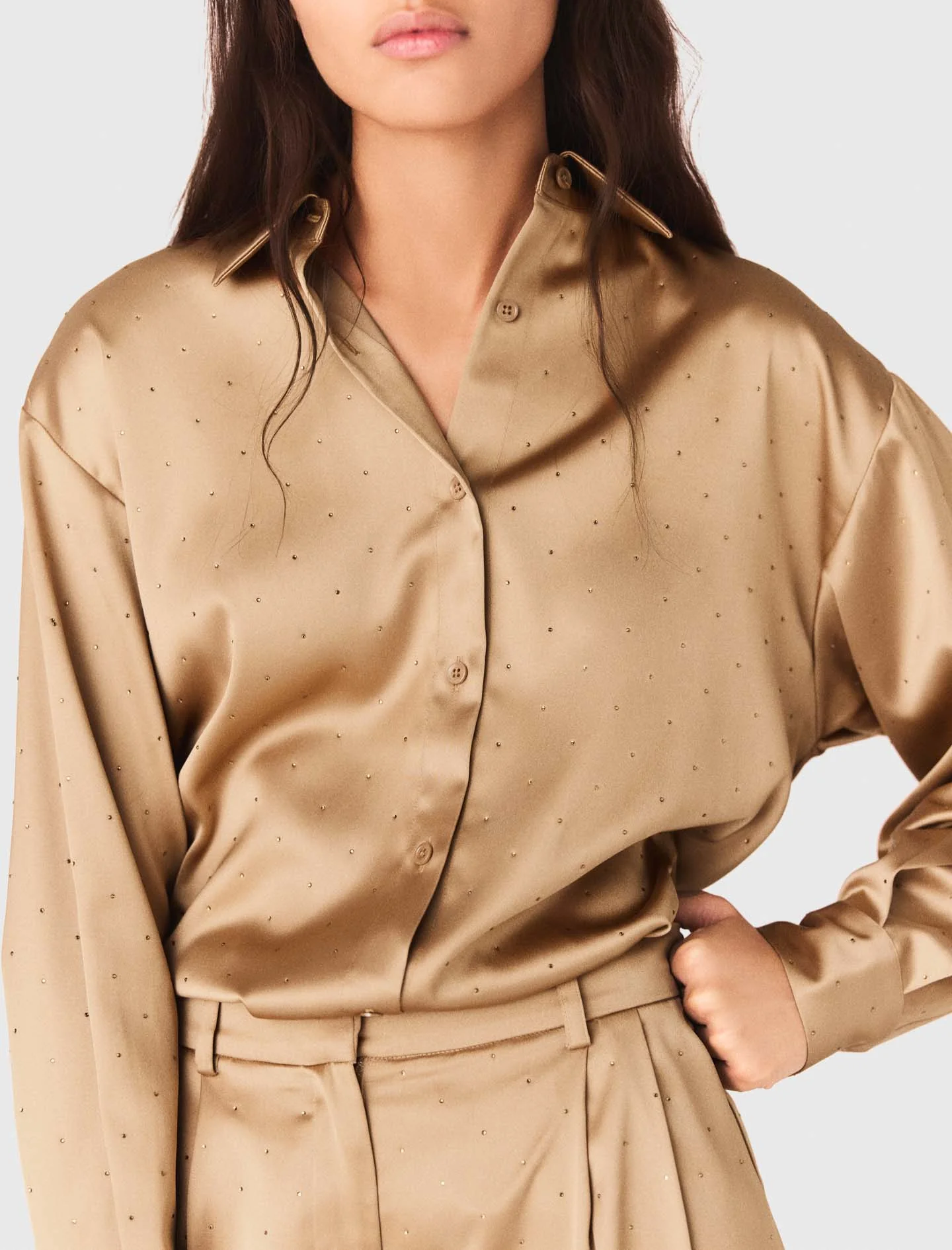 Rhinestone satin shirt - Image 4
