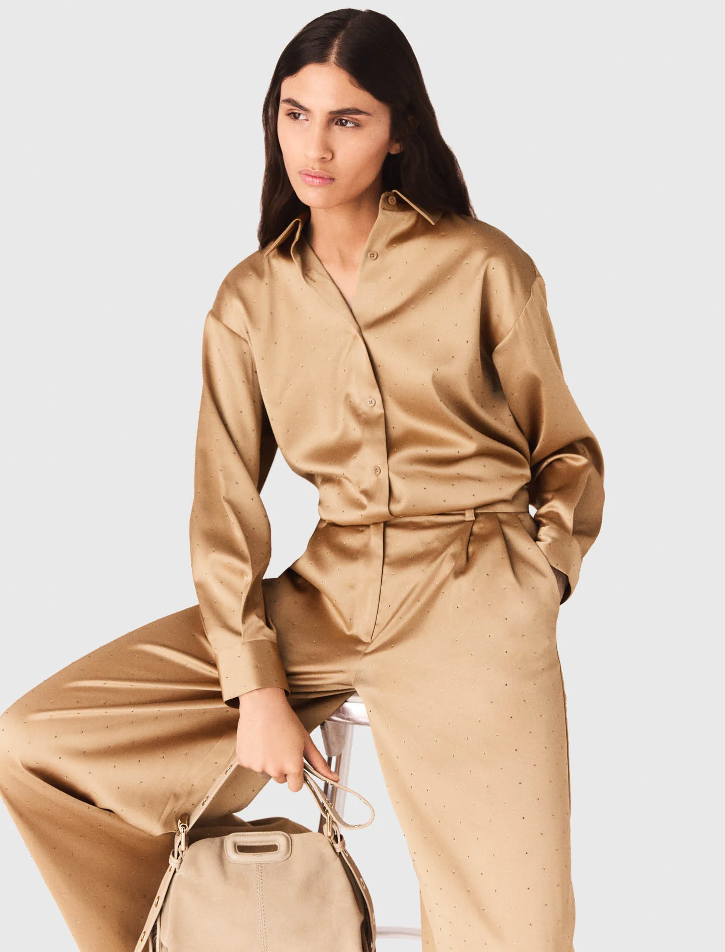 Rhinestone satin shirt - Image 5