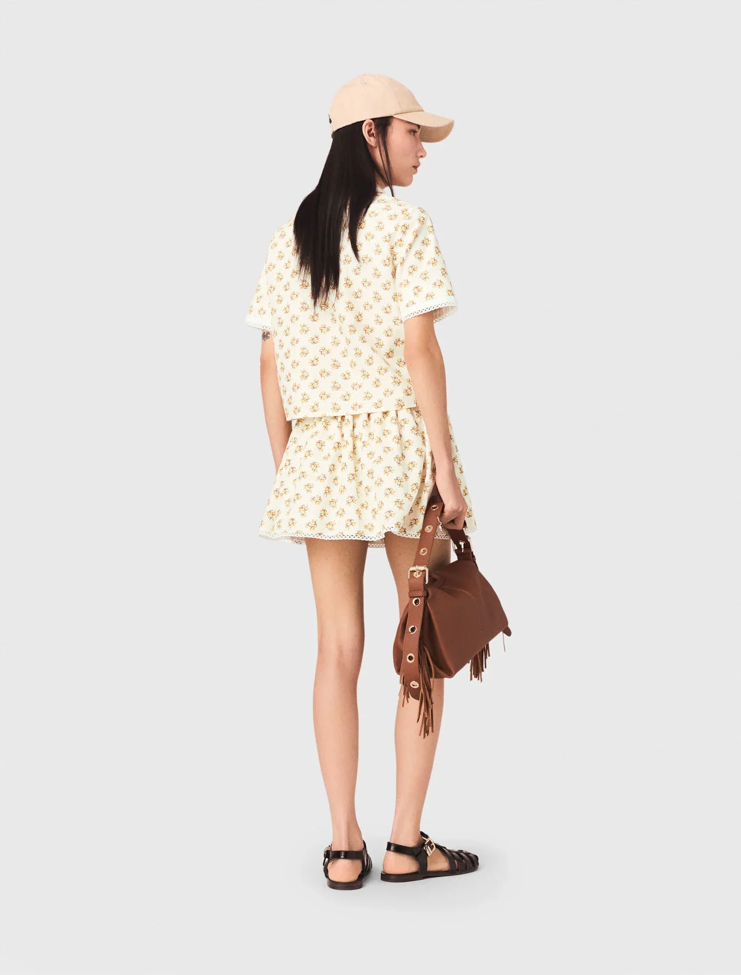 Patterned Shirt With Croquet Trim Yellow Small Flowers Print - Image 3