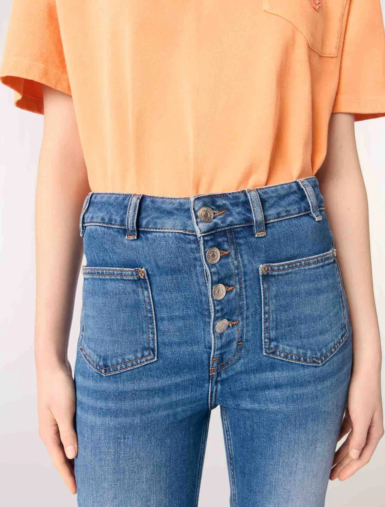 Denim jeans with pockets Blue - Image 5