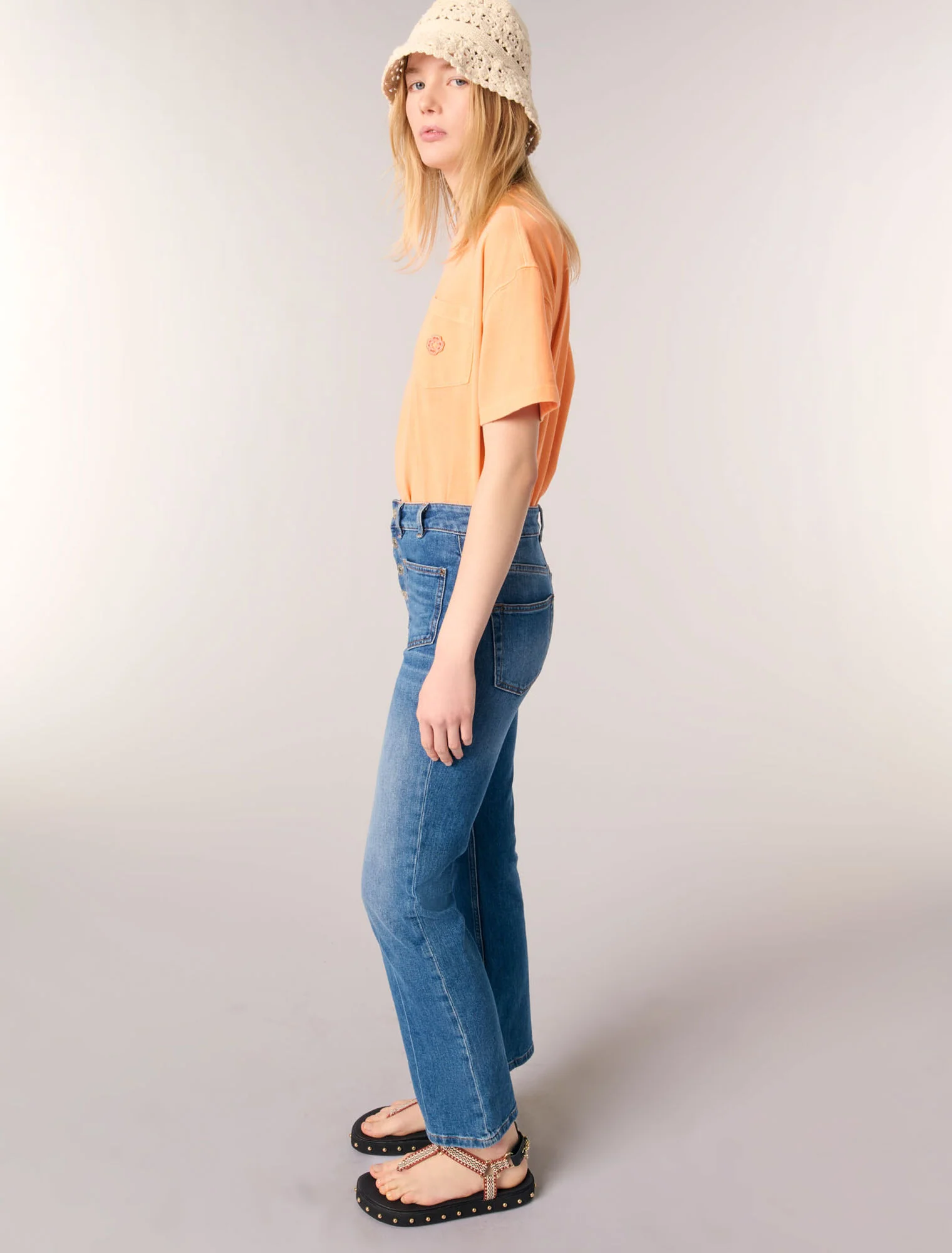 Denim jeans with pockets Blue - Image 6