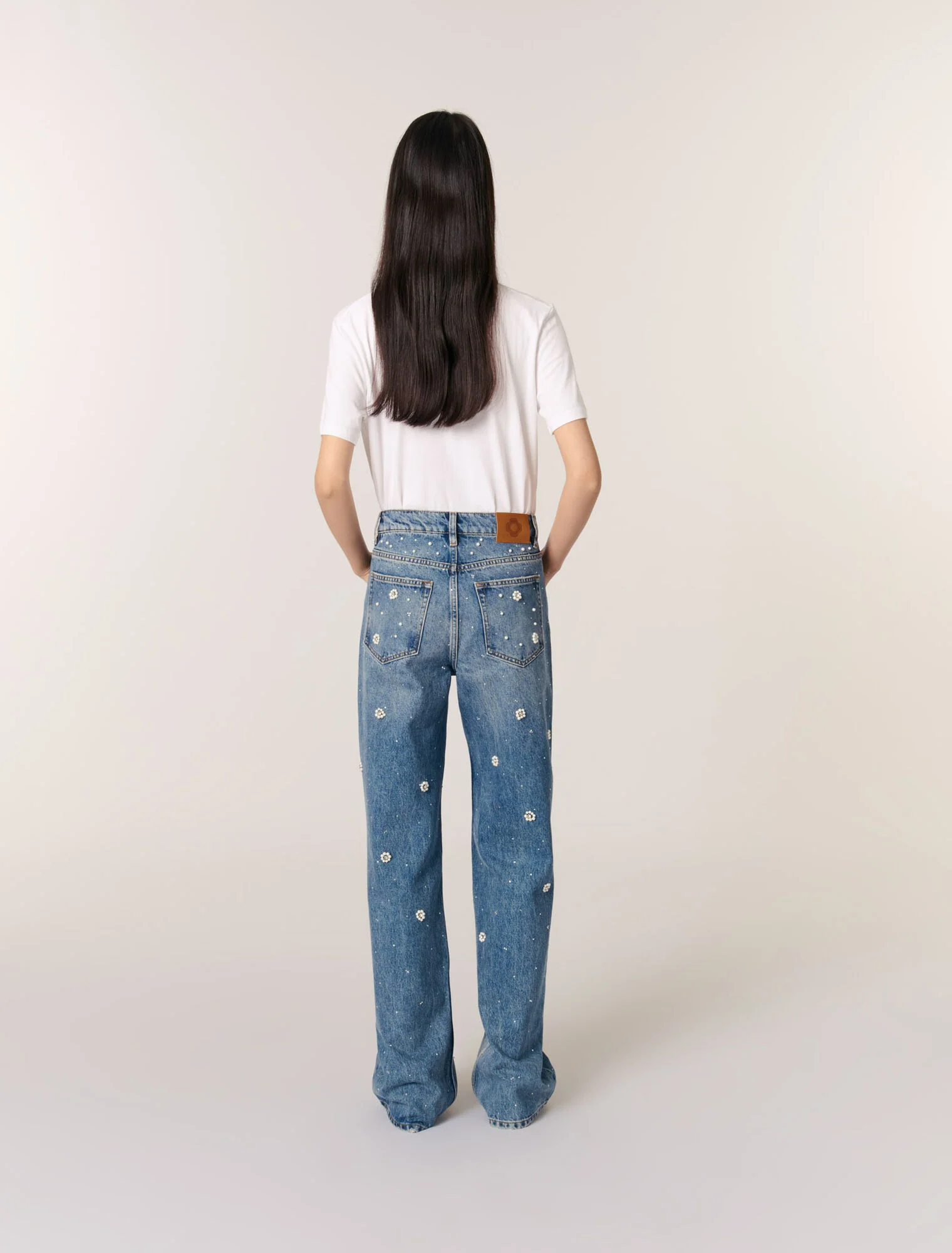 Wide-leg embroidered jeans Blue - Image 3