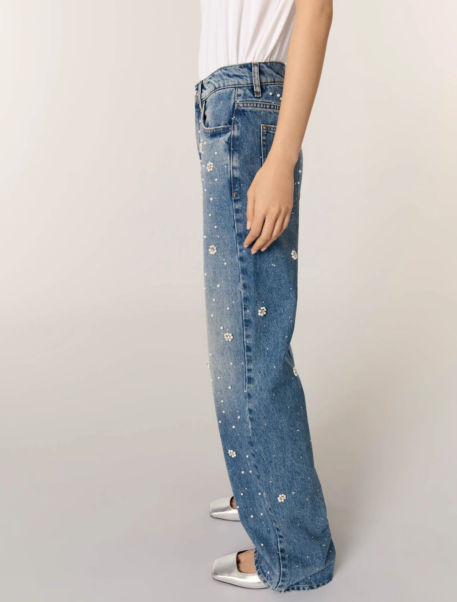 Wide-leg embroidered jeans Blue - Image 6