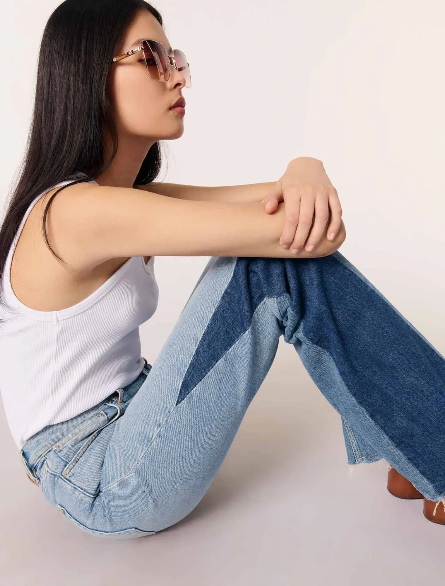 Tricolour patchwork jeans Blue Jean - Image 6