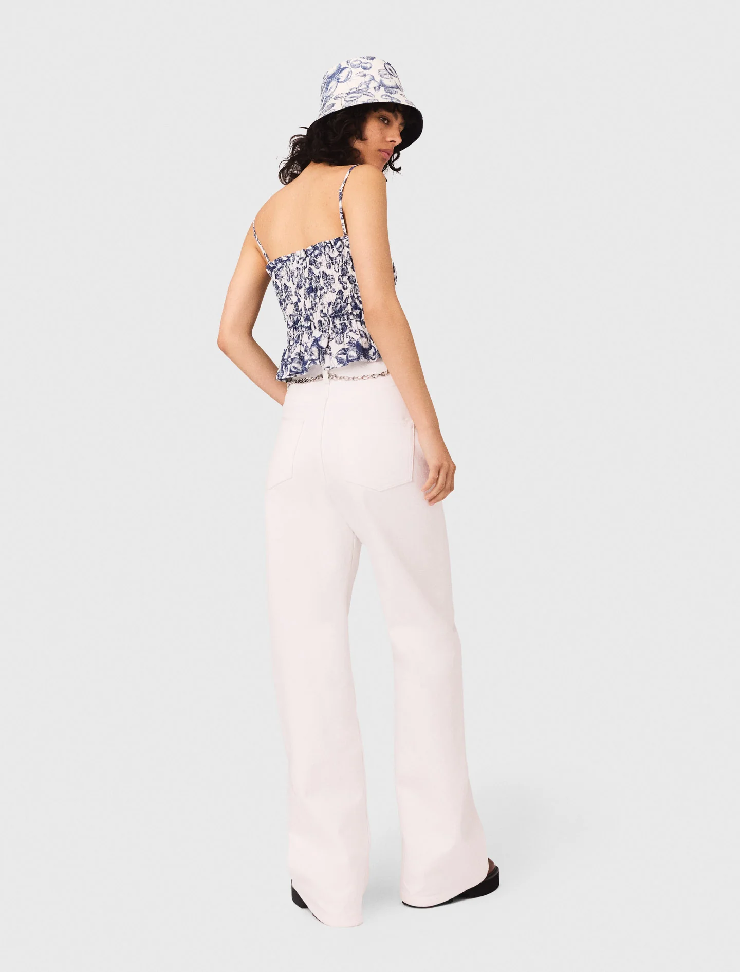 Wide high-waisted jeans White - Image 2