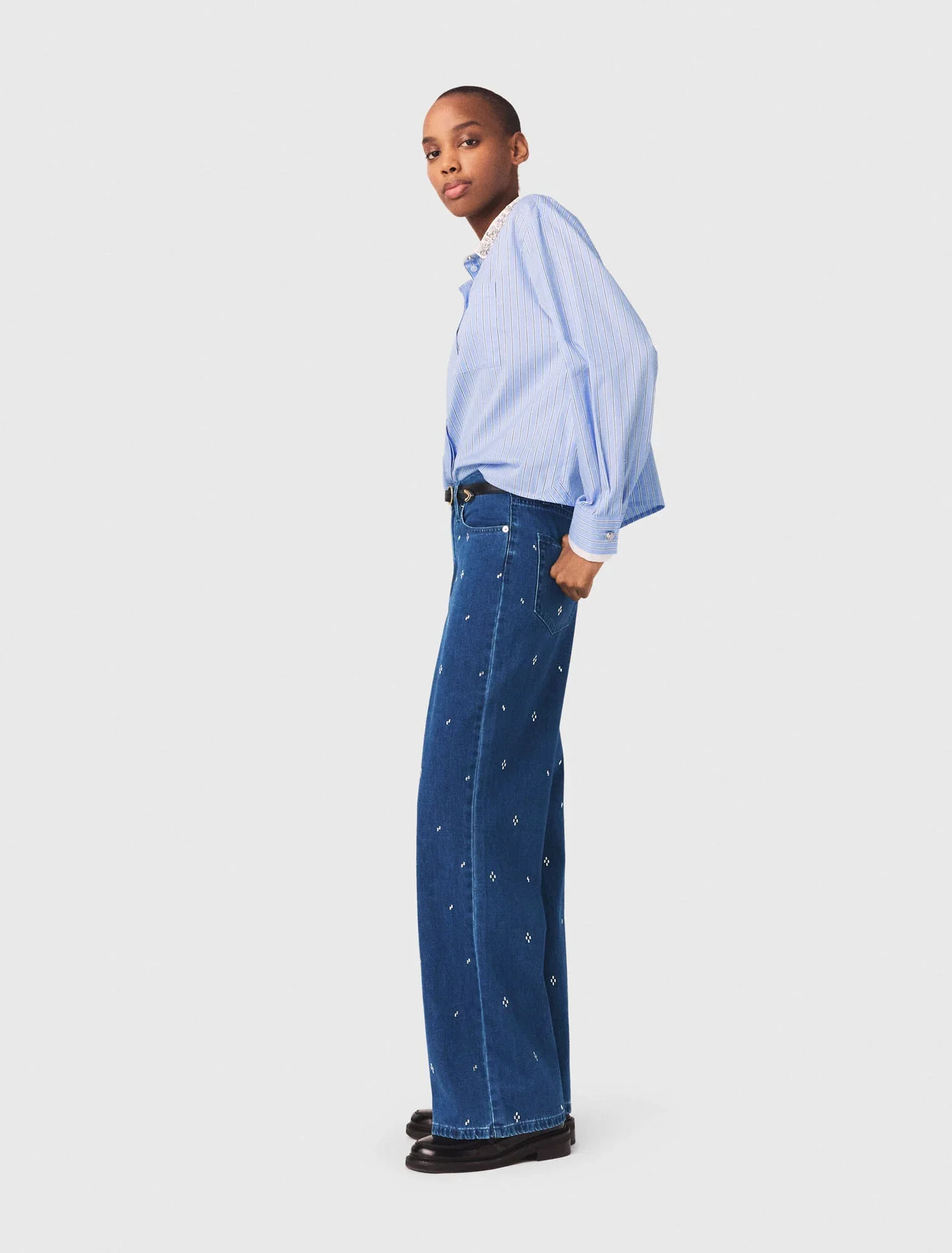 Wide jeans with rhinestones - Image 2