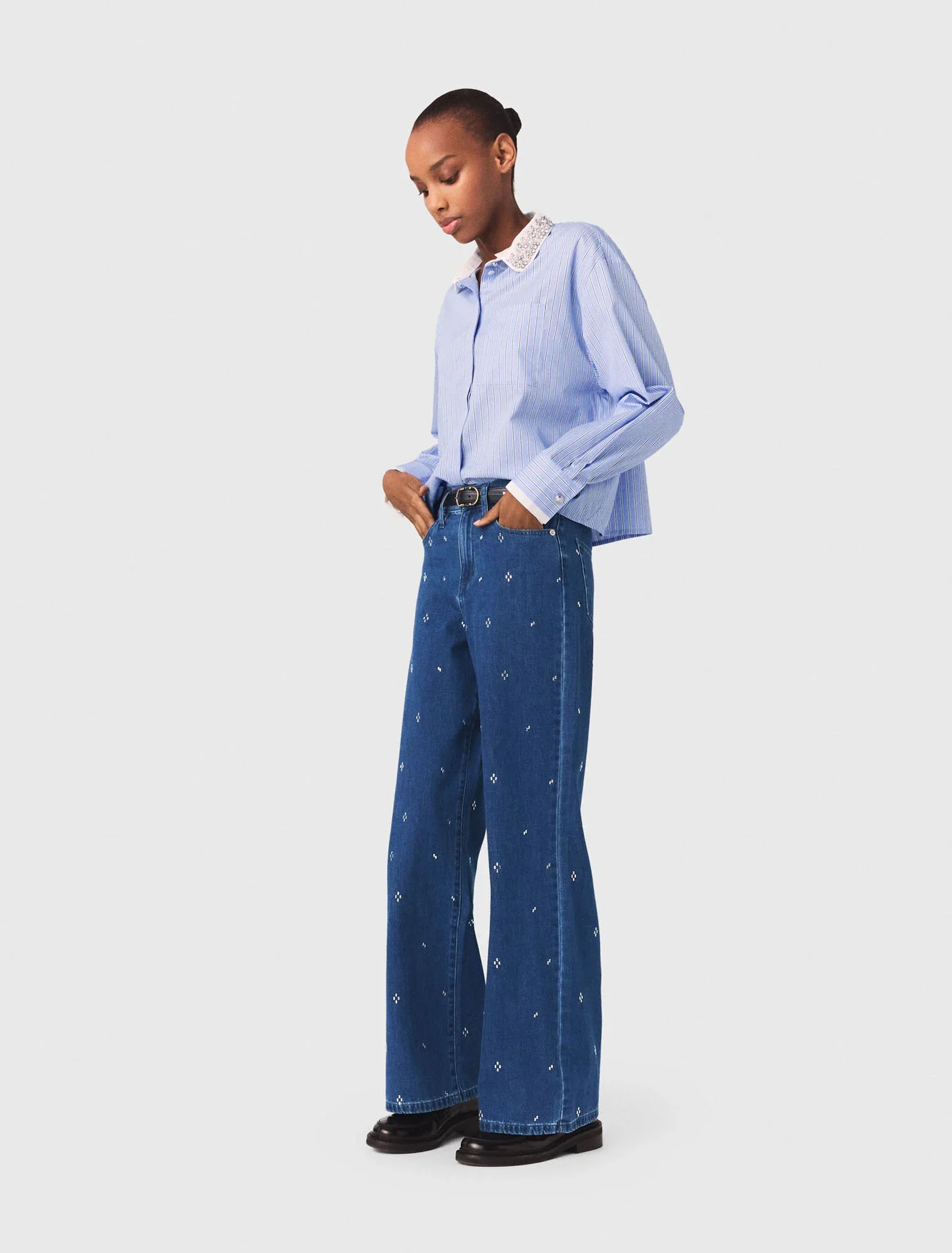 Wide jeans with rhinestones - Image 4