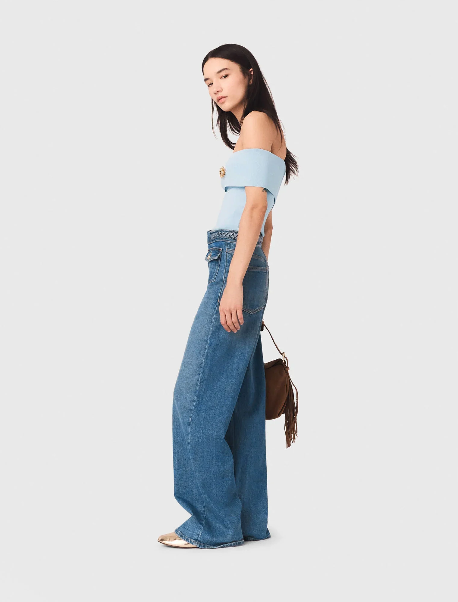 Braided Flared Jeans Blue - Image 2