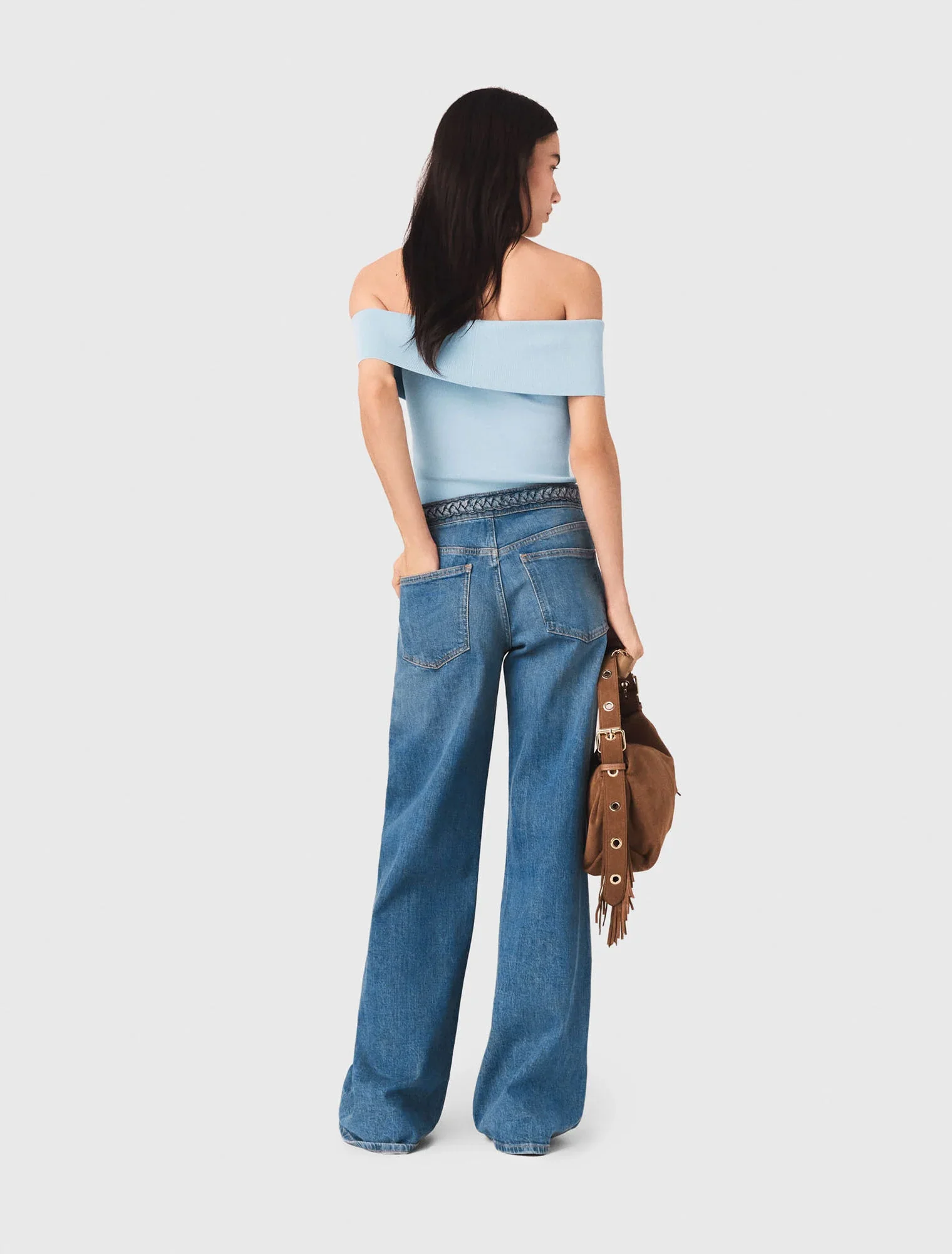 Braided Flared Jeans Blue - Image 3