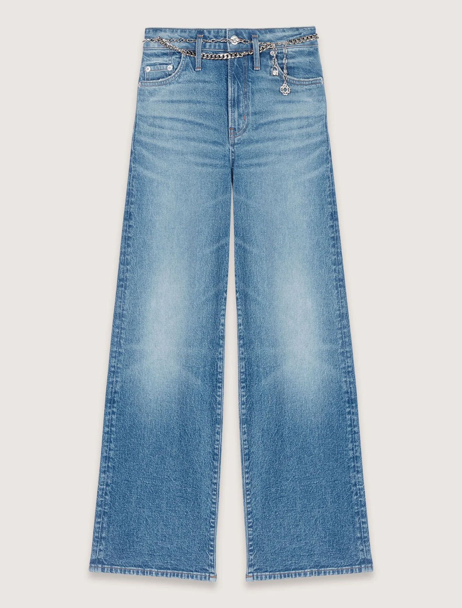 Jeans With Chain-Link Belt Blue - Image 5