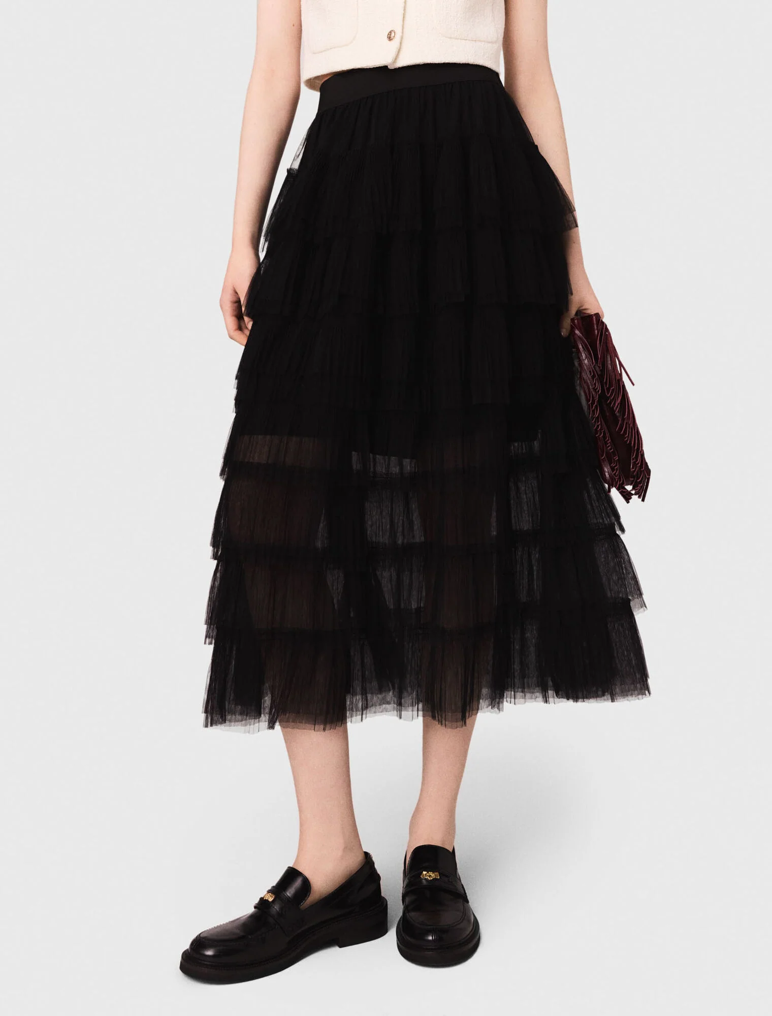 Tulle midi skirt Black - Image 4