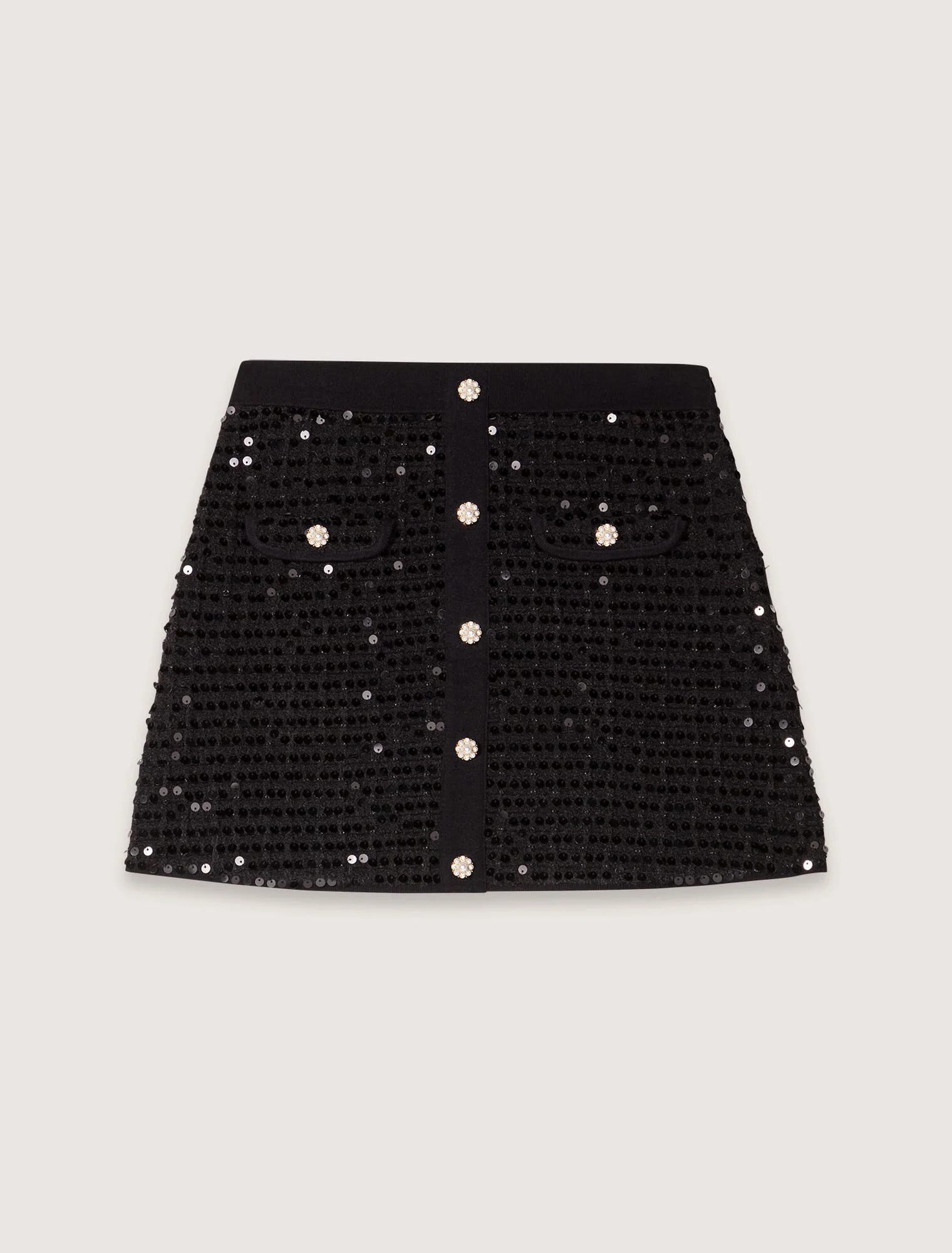 Short sequinned knit skirt Black - Image 7