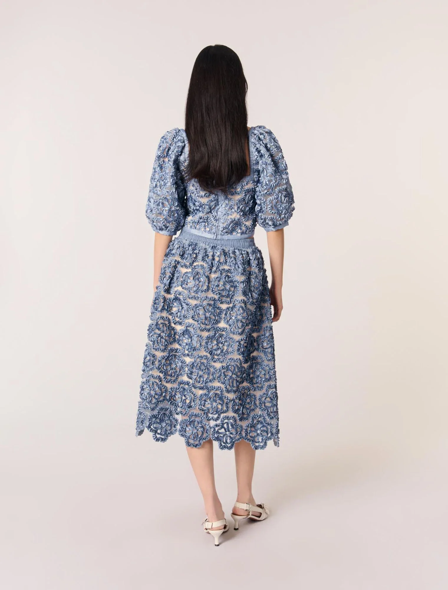 Floral organza maxi skirt Blue - Image 3