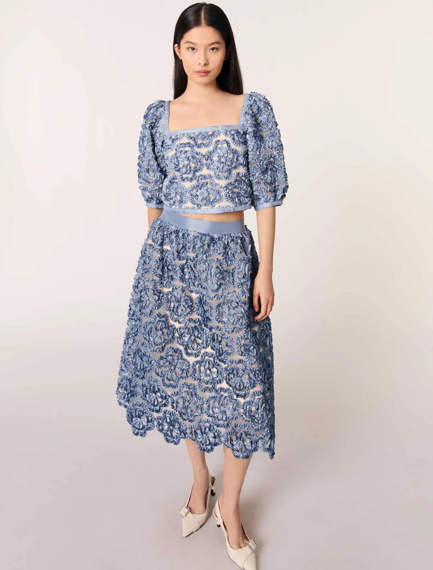 Floral organza maxi skirt Blue - Image 4