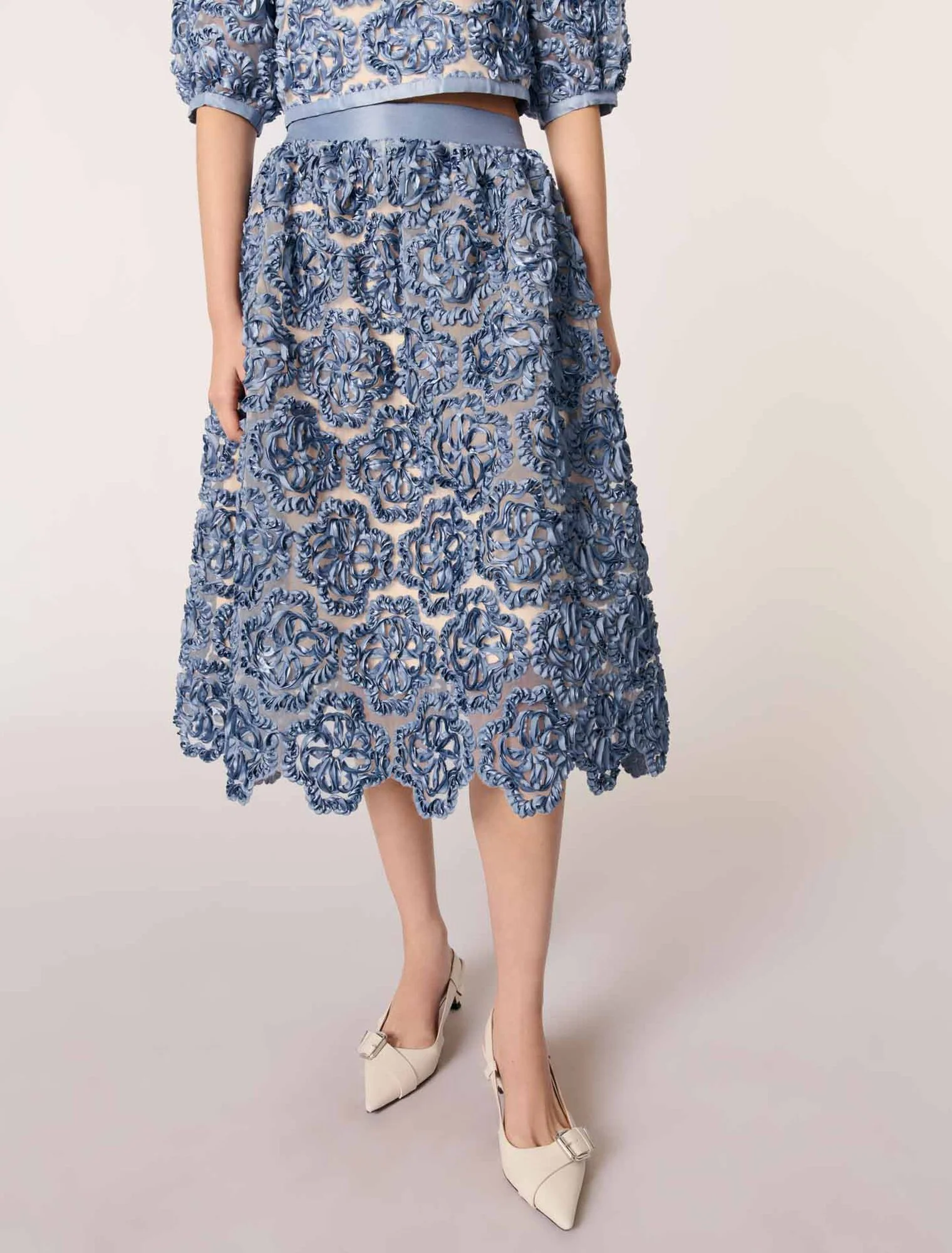 Floral organza maxi skirt Blue - Image 6