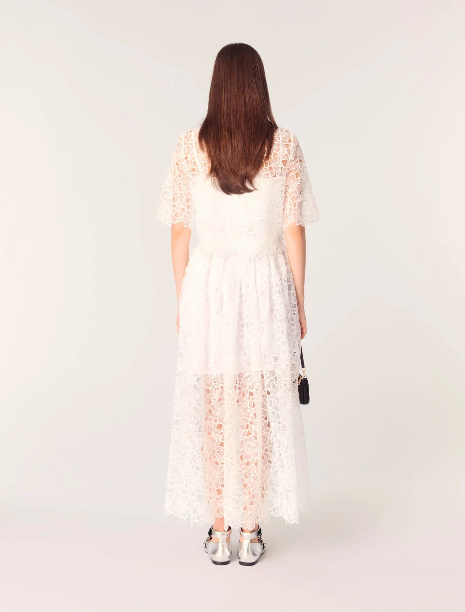 Floral guipure maxi skirt White - Image 3