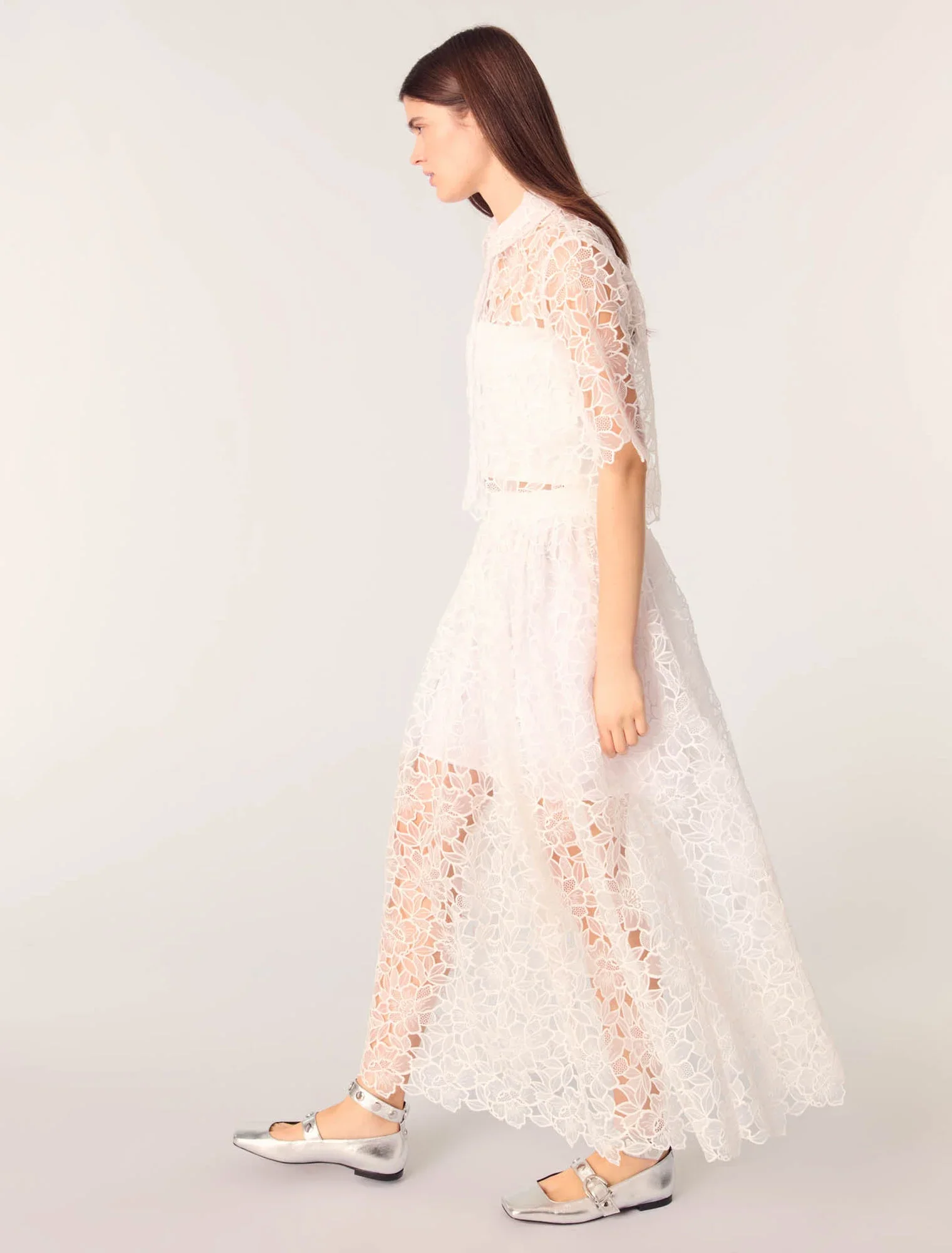 Floral guipure maxi skirt White - Image 5