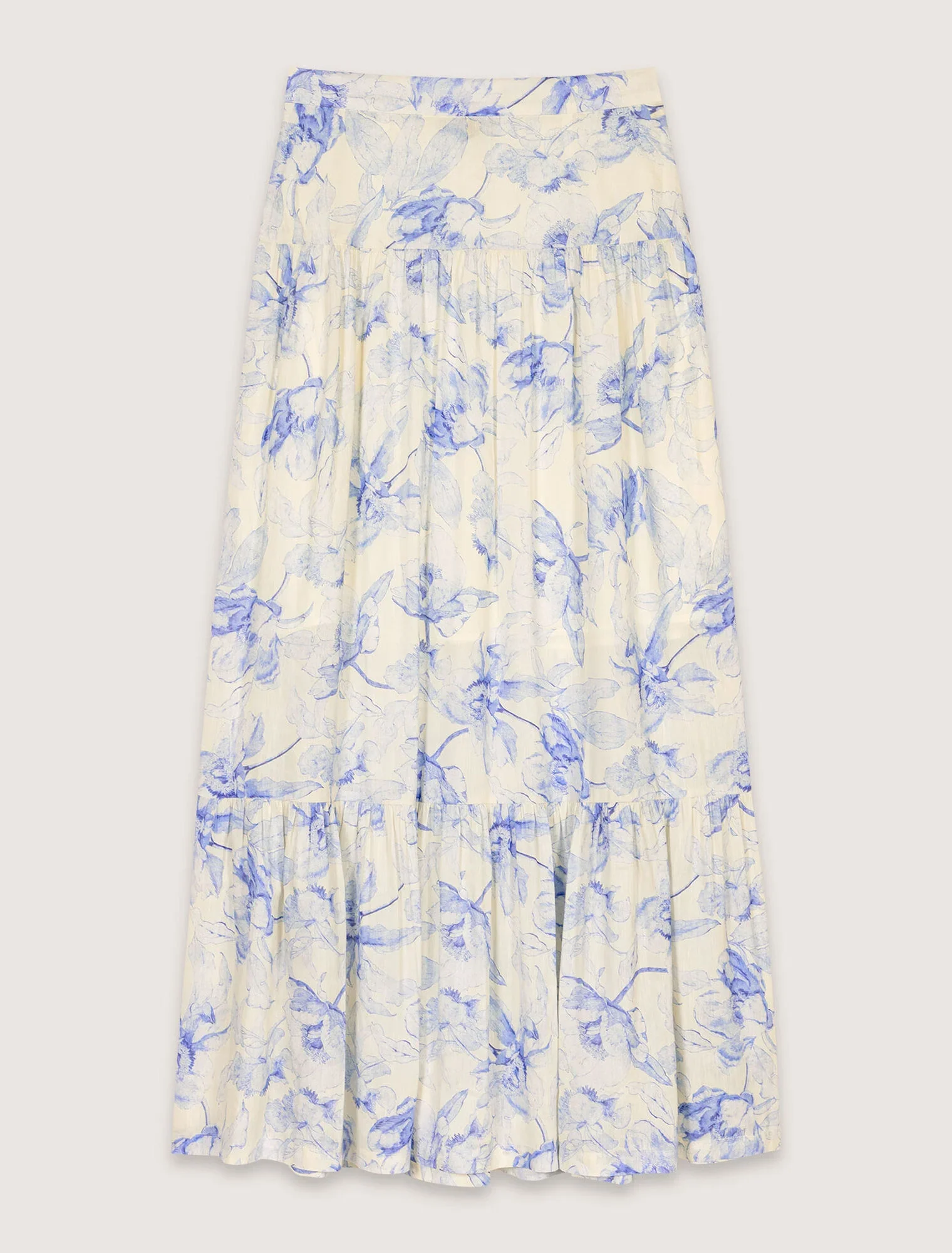 Floral maxi skirt Blue Flower Print Ecru Base - Image 7