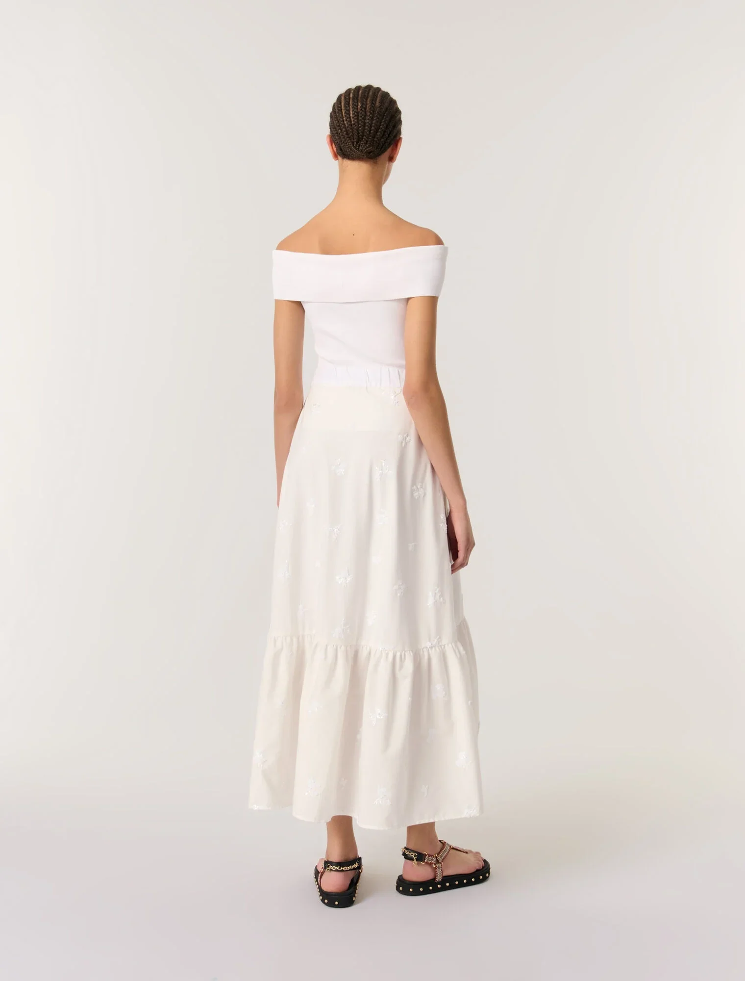 Long embroidered skirt White - Image 3