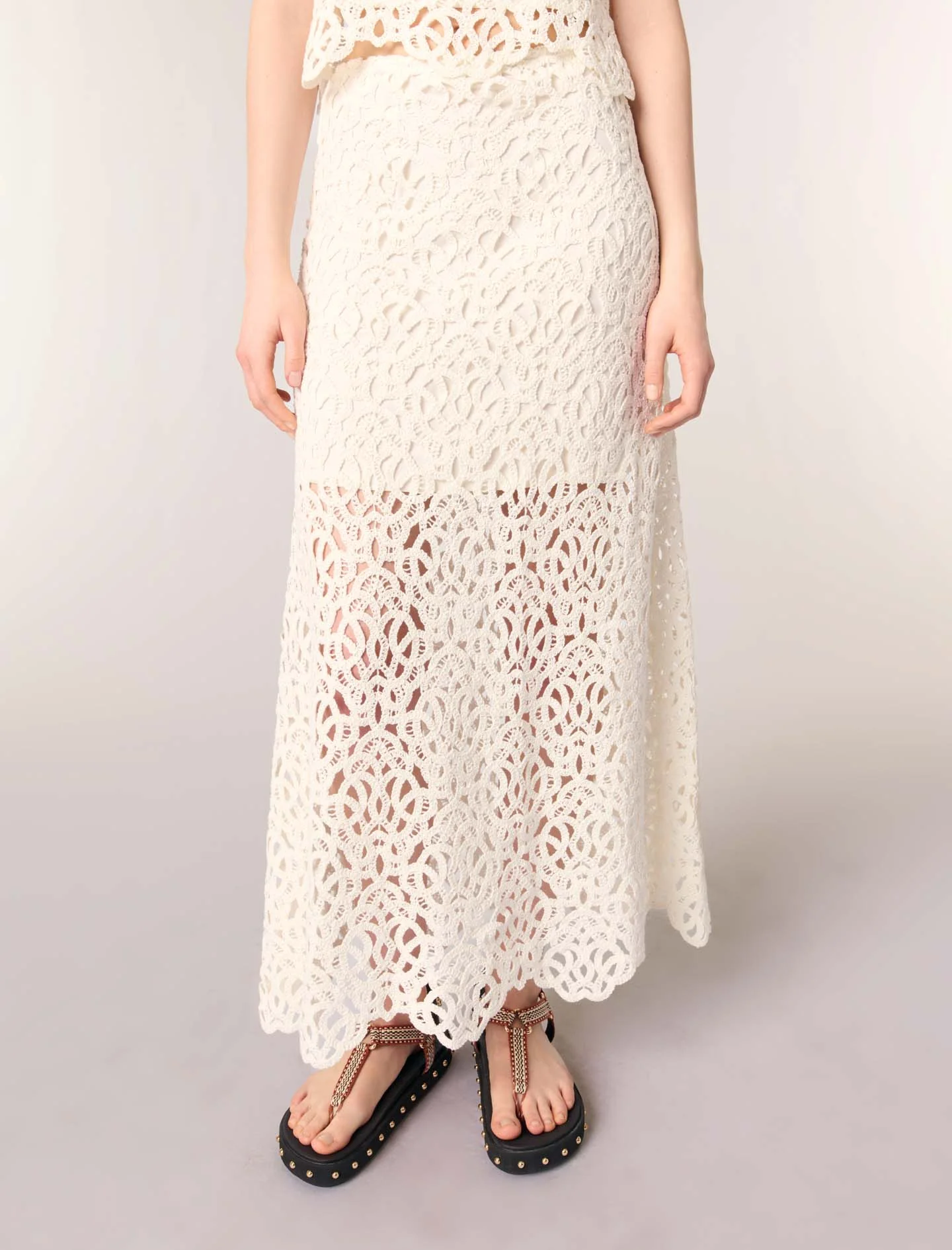 Long crochet skirt Ecru - Image 5