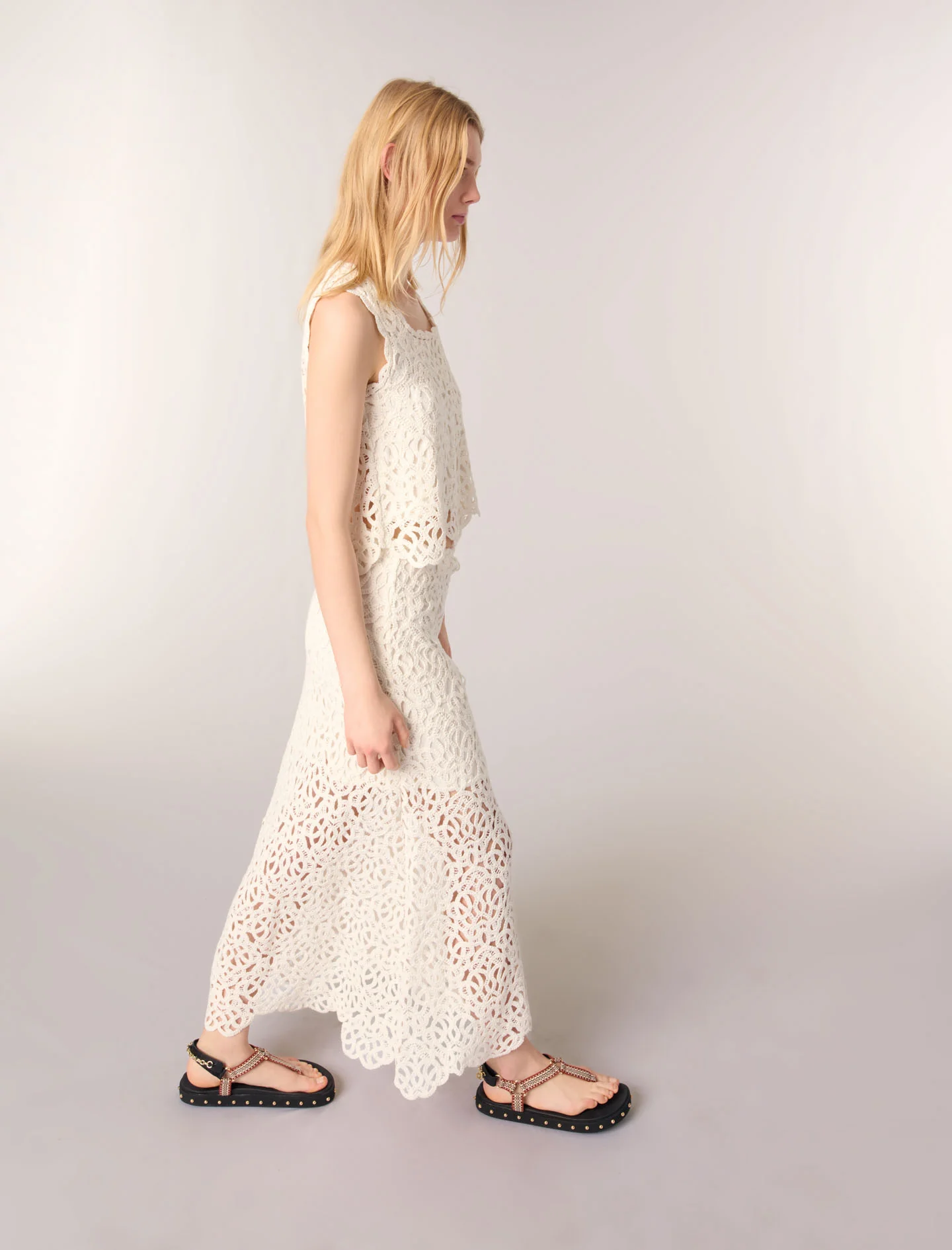 Long crochet skirt Ecru - Image 6
