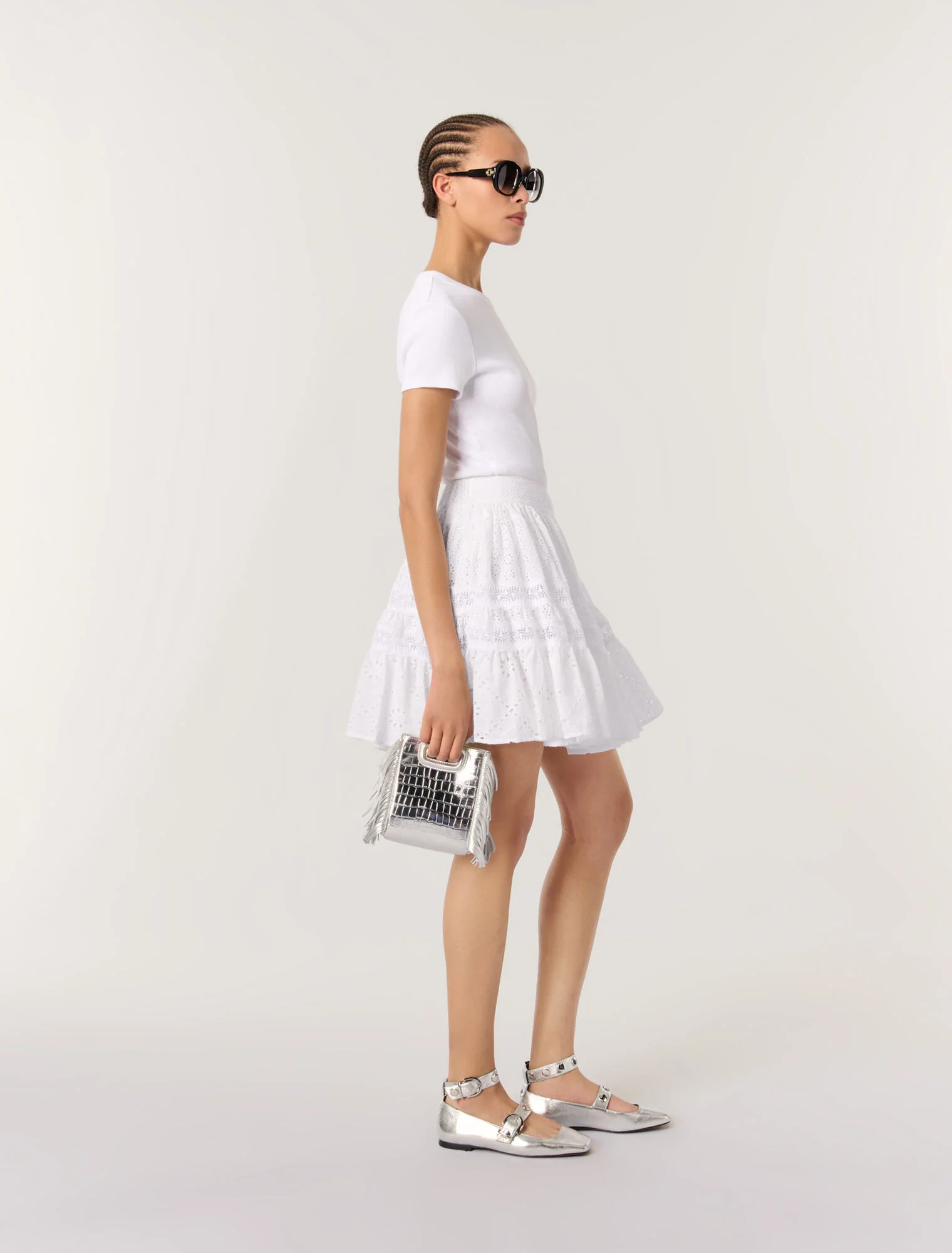 Short embroidered skirt White - Image 2