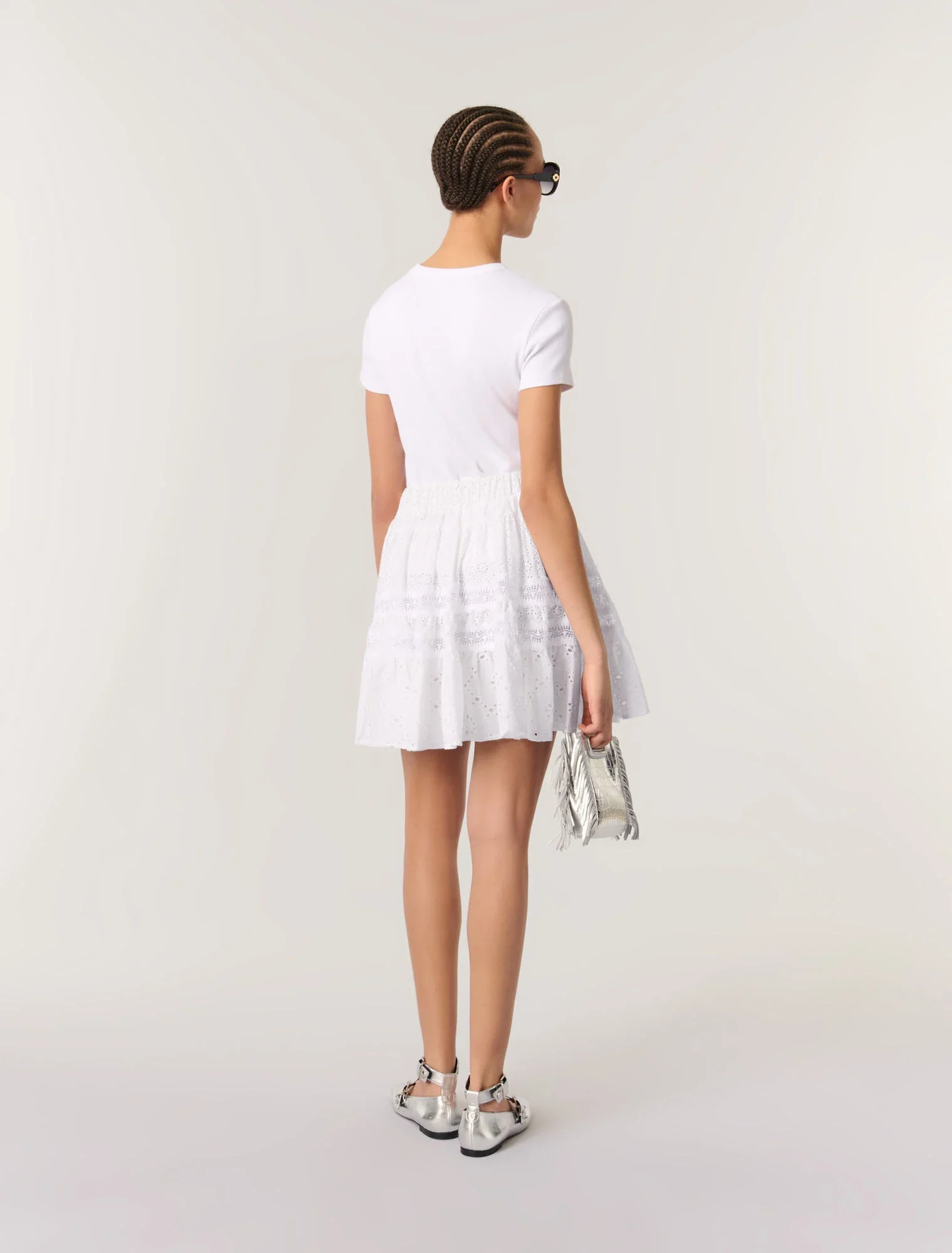 Short embroidered skirt White - Image 3