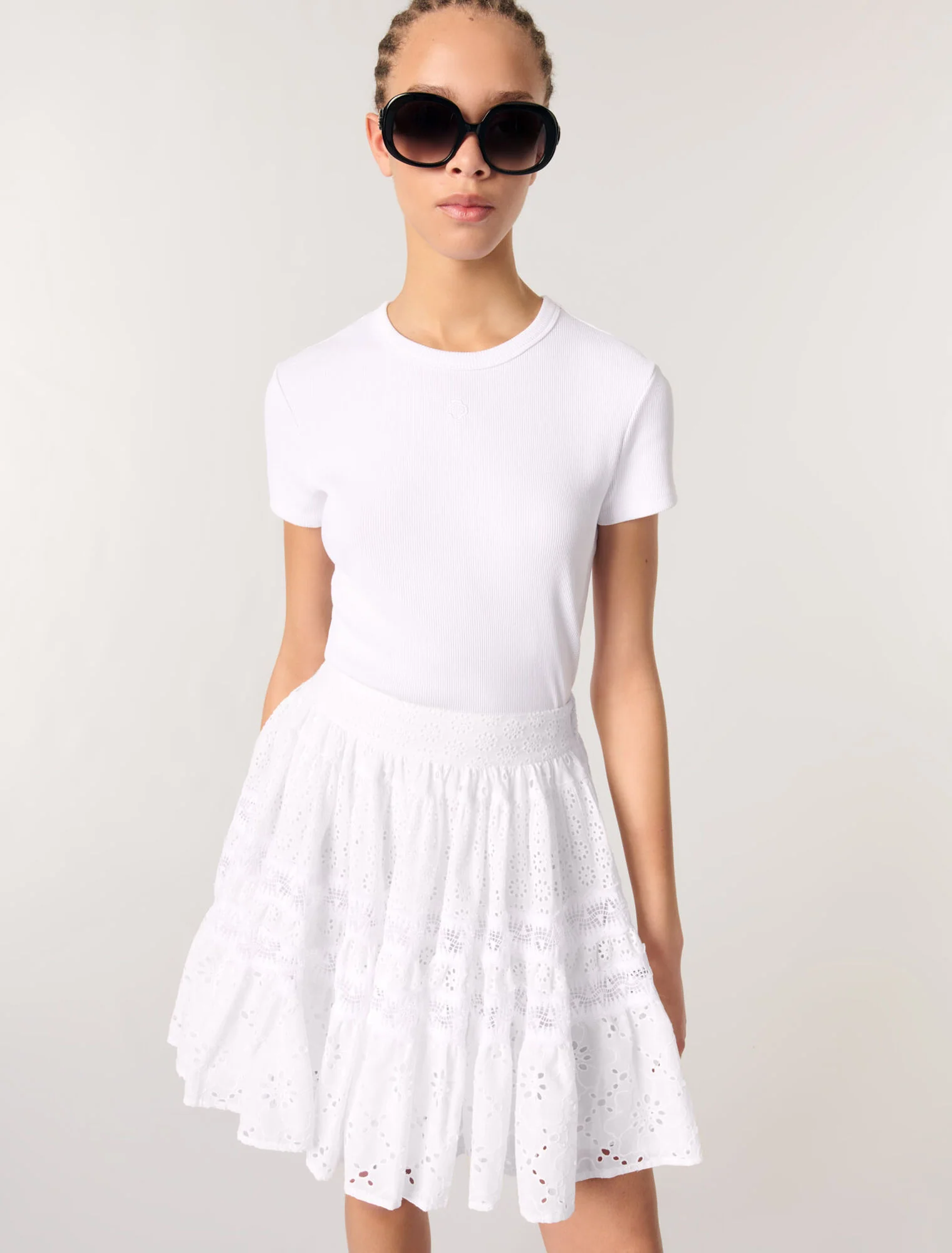 Short embroidered skirt White - Image 5