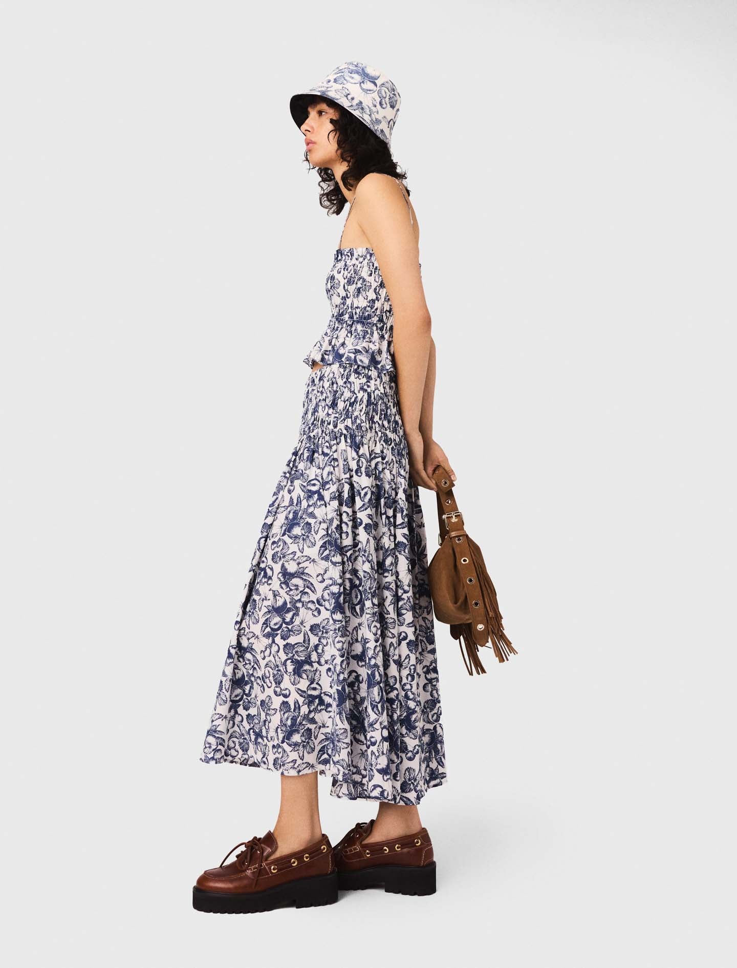 Blue Fruits Print  Long printed skirt Blue Fruits Print - Image 2