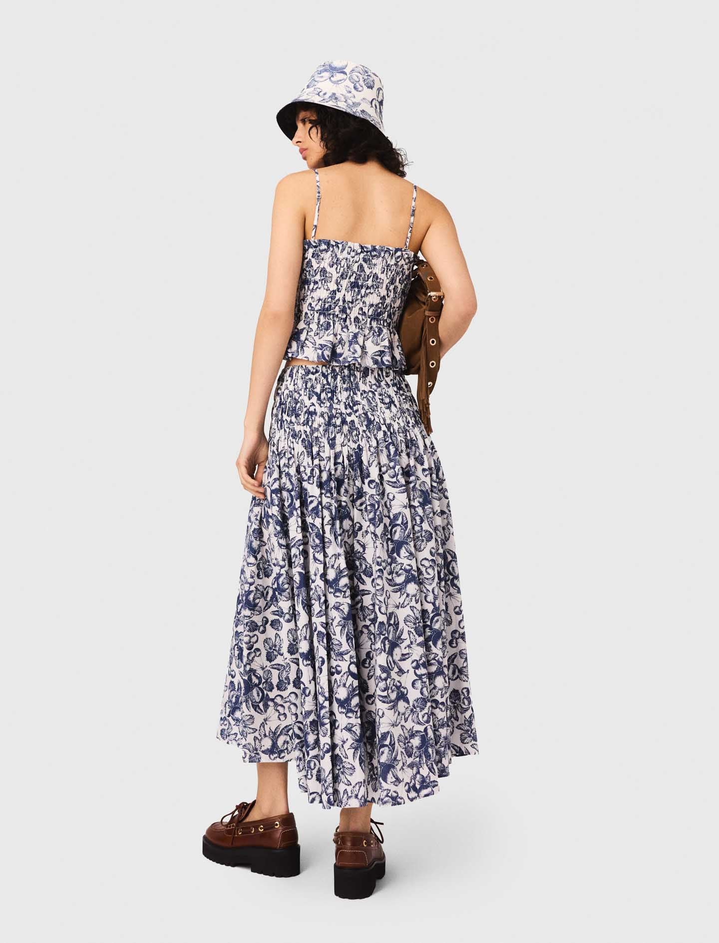 Blue Fruits Print  Long printed skirt Blue Fruits Print - Image 3