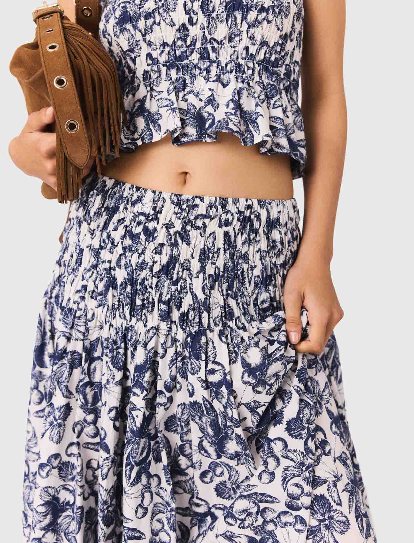Blue Fruits Print  Long printed skirt Blue Fruits Print - Image 5