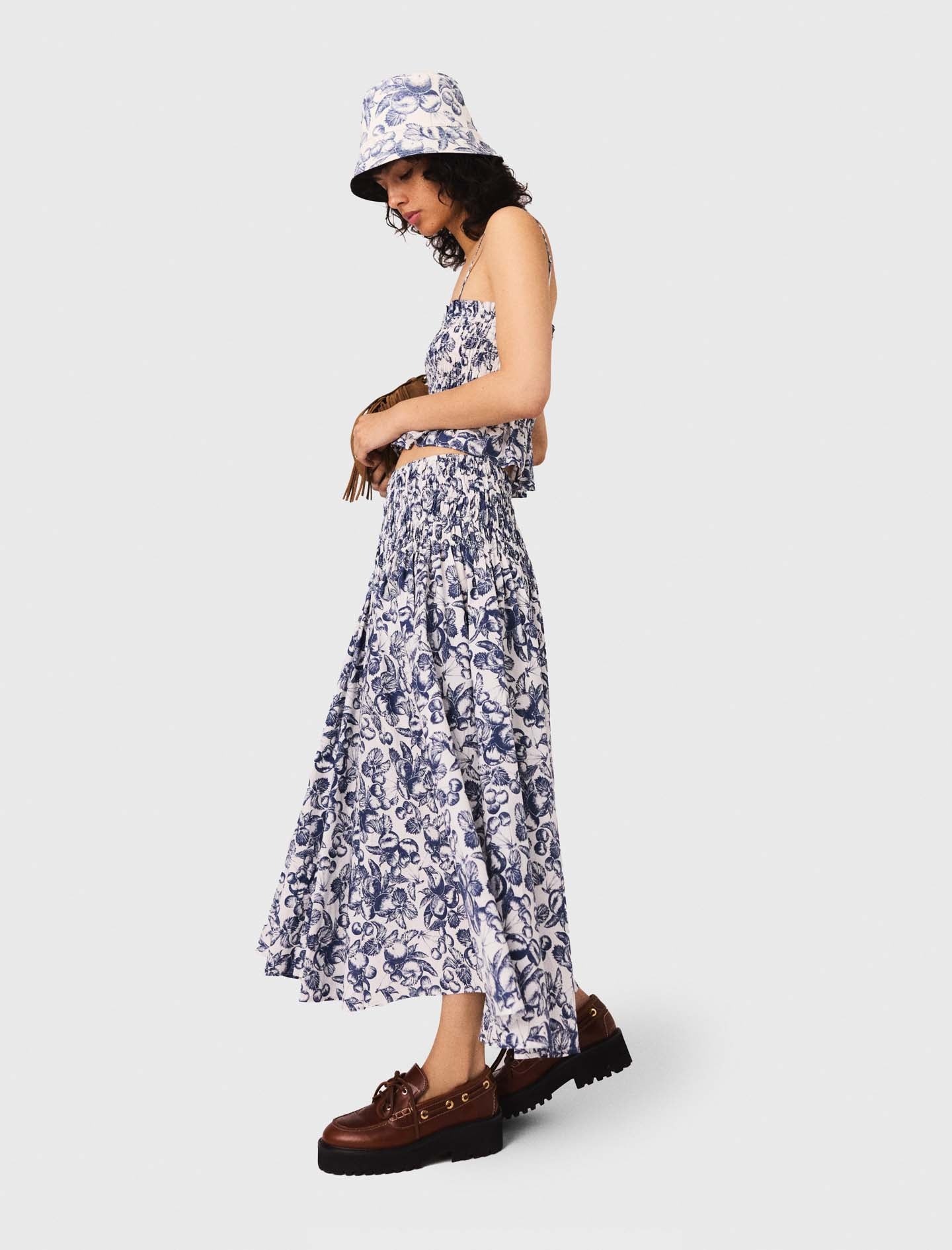 Blue Fruits Print  Long printed skirt Blue Fruits Print - Image 7