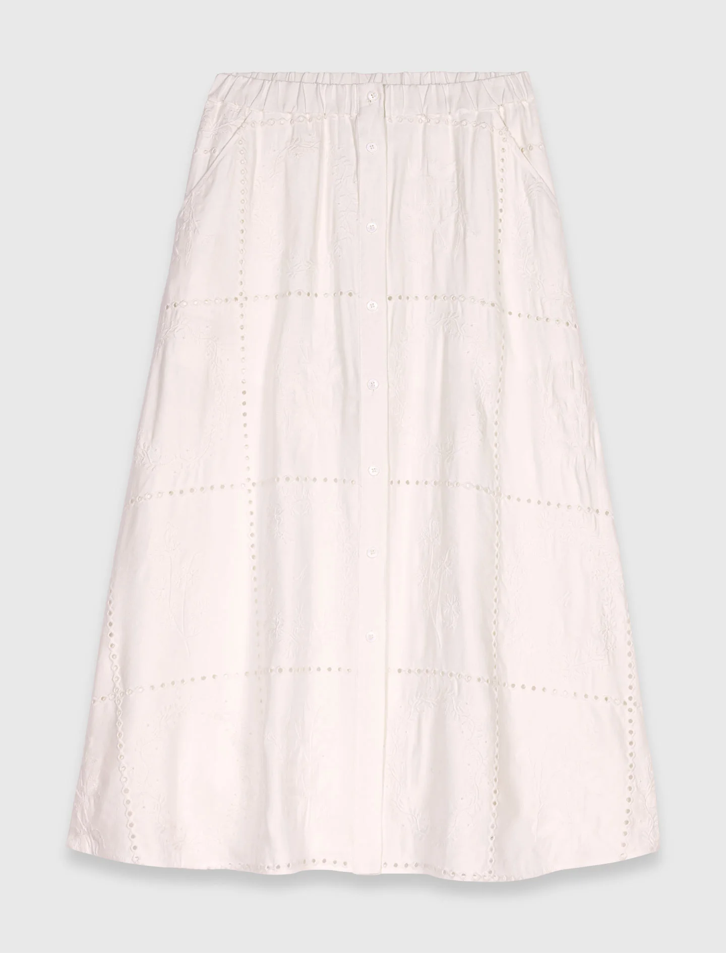 Embroidered midi skirt White - Image 4
