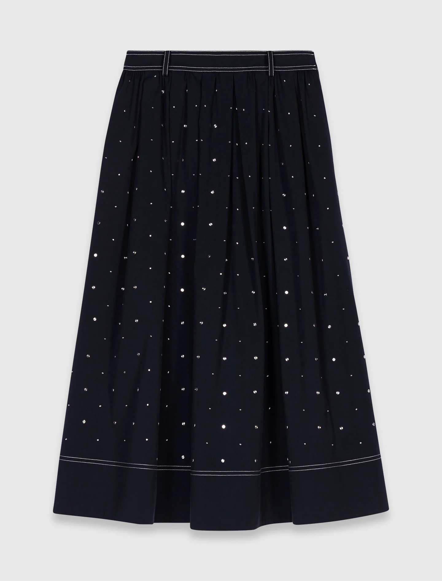 Long studded cotton skirt Navy - Image 8