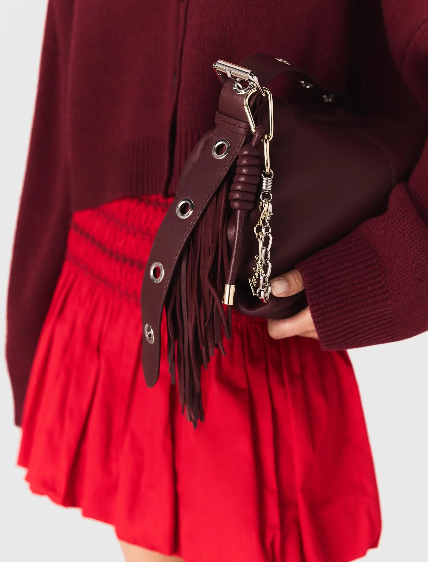 Bubble skirt with smocked waist Red - Image 4
