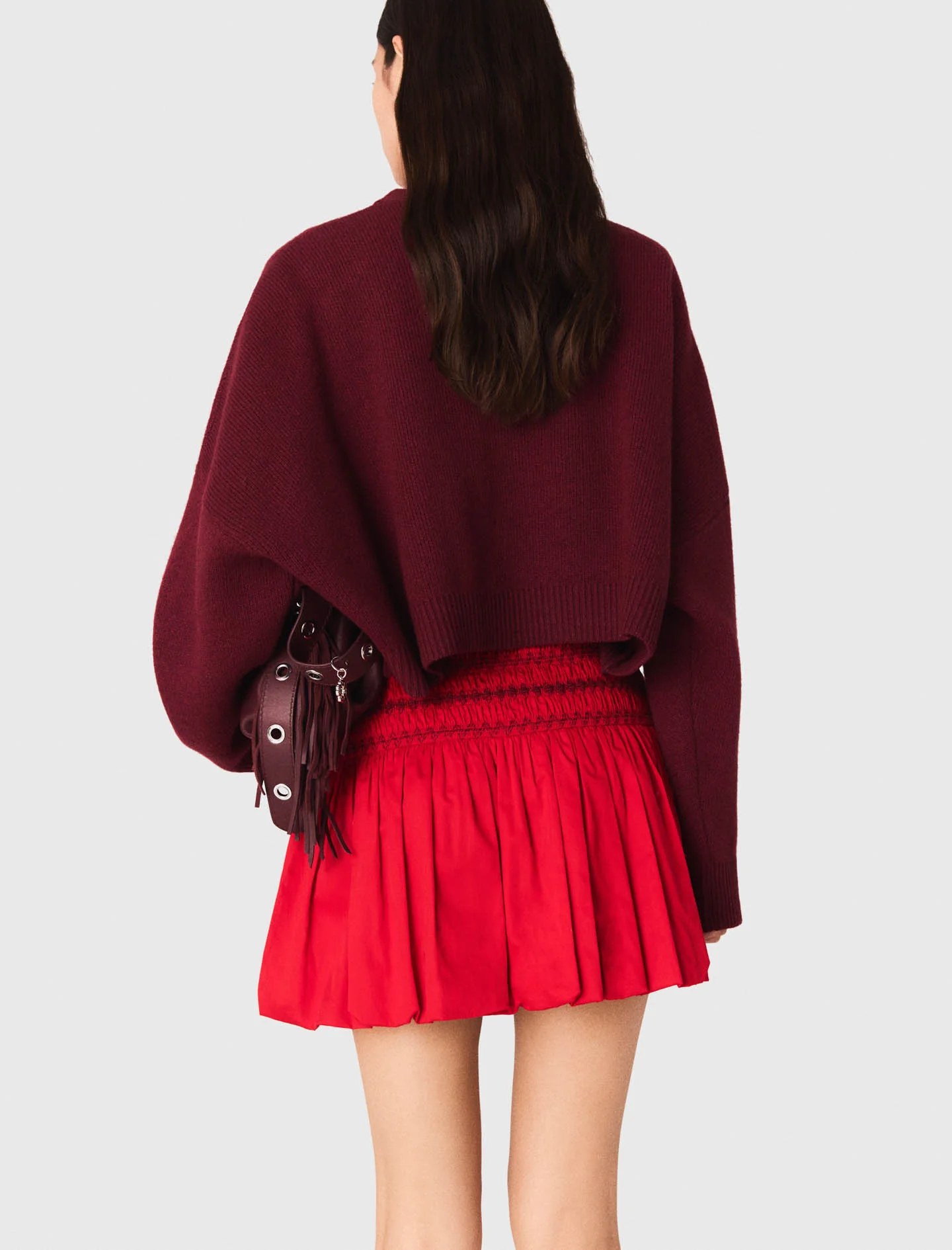 Bubble skirt with smocked waist Red - Image 5