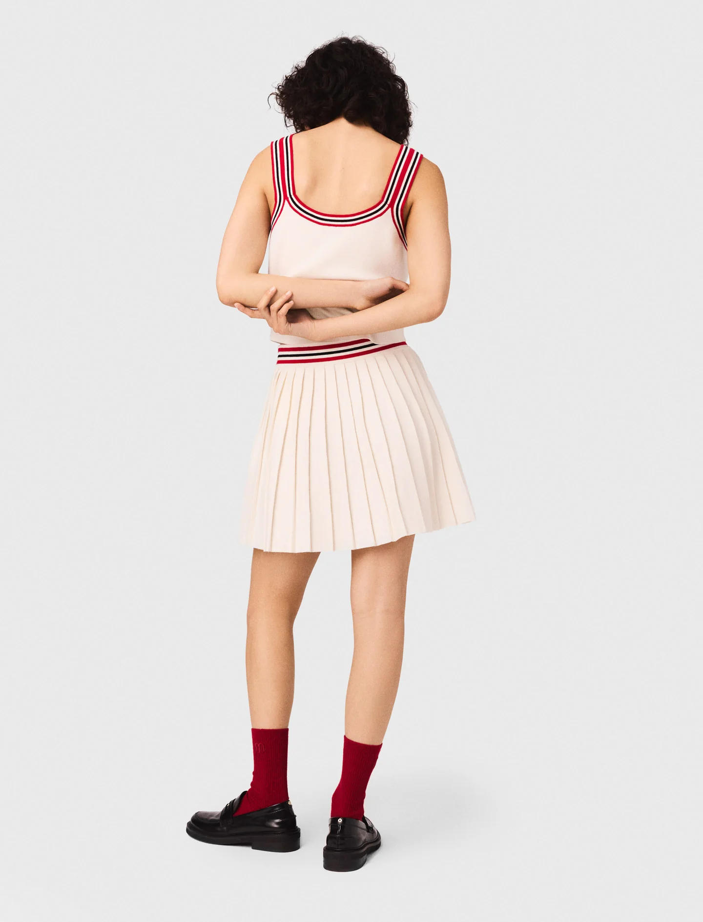 Hot Wheels x Maje Short pleated knitted skirt White - Image 2
