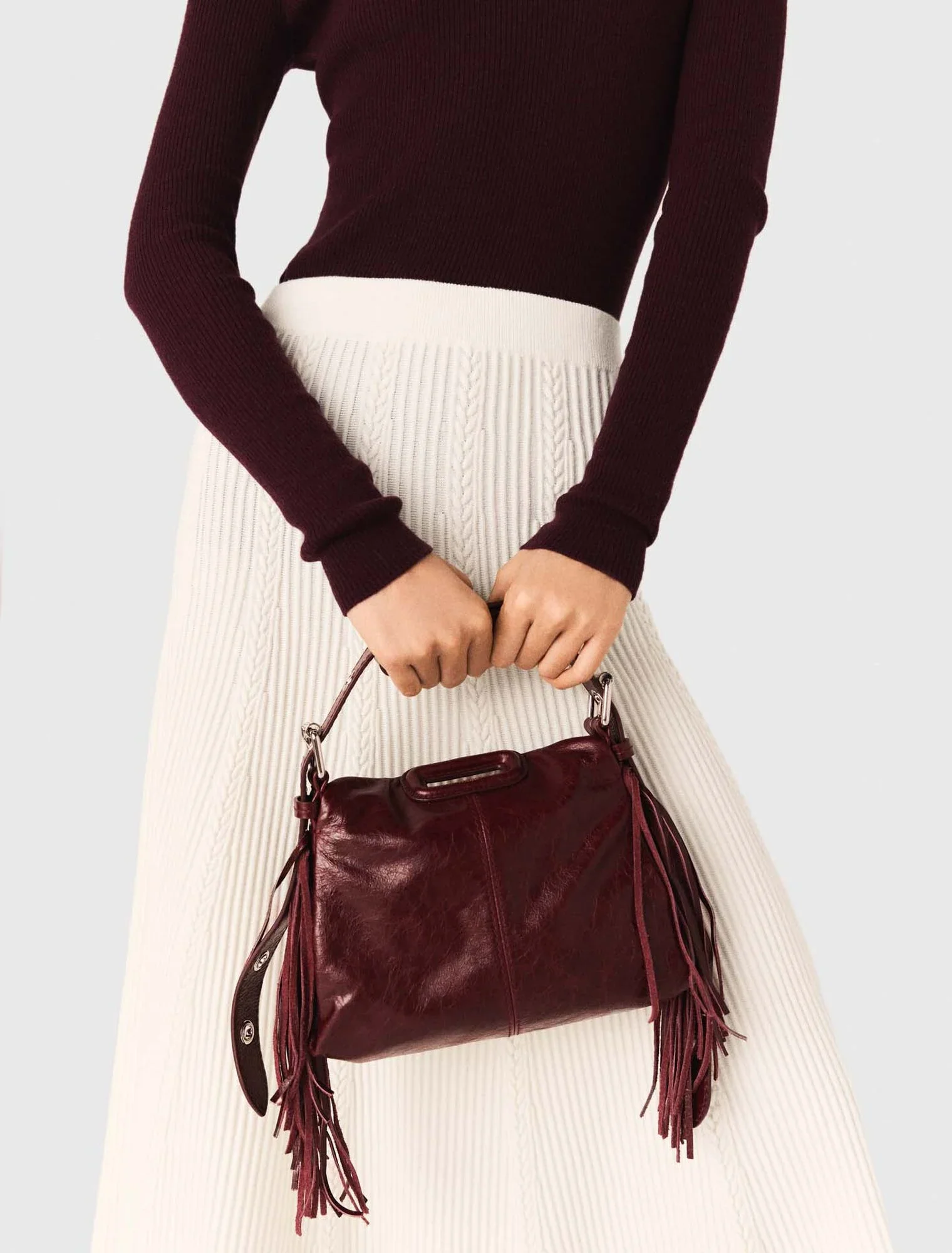 Long knit skirt Ecru - Image 5