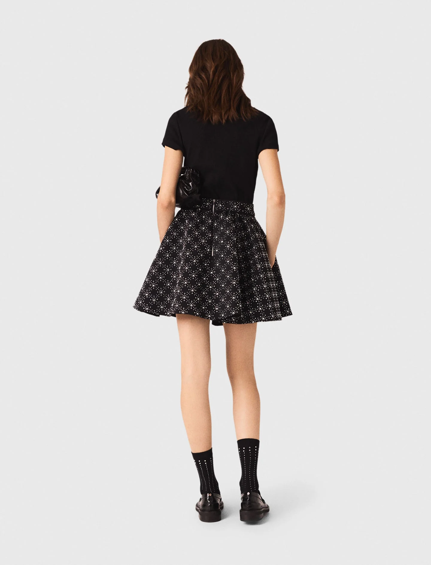 Pearl and rhinestone skater skirt Black - Image 3