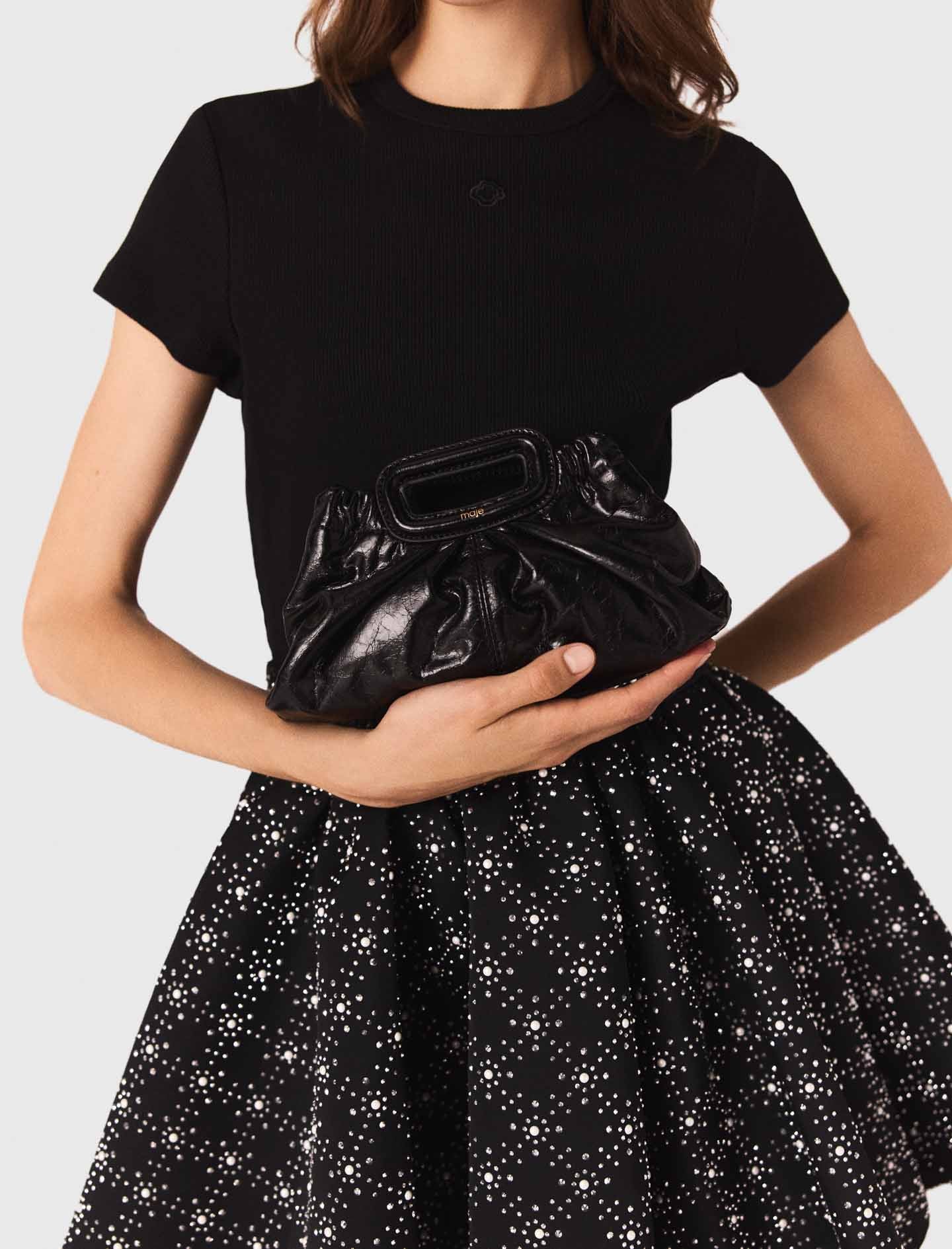 Pearl and rhinestone skater skirt Black - Image 5