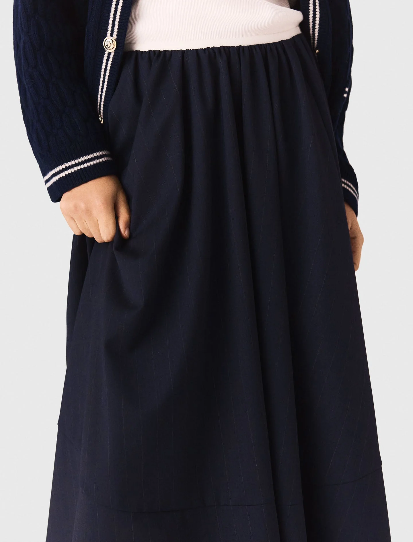 Striped tailored midi skirt - Image 6