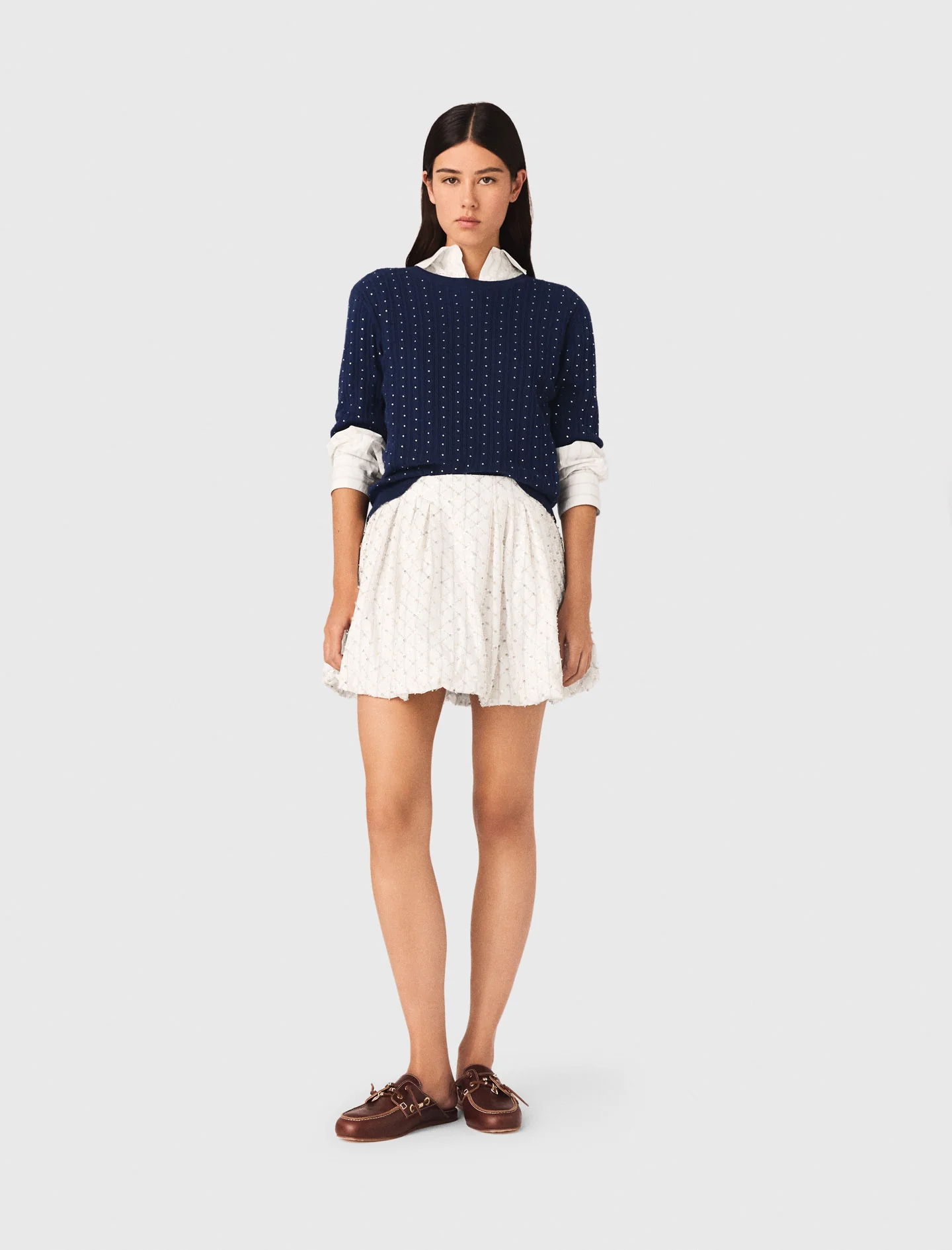 Beaded Bubble Skirt White