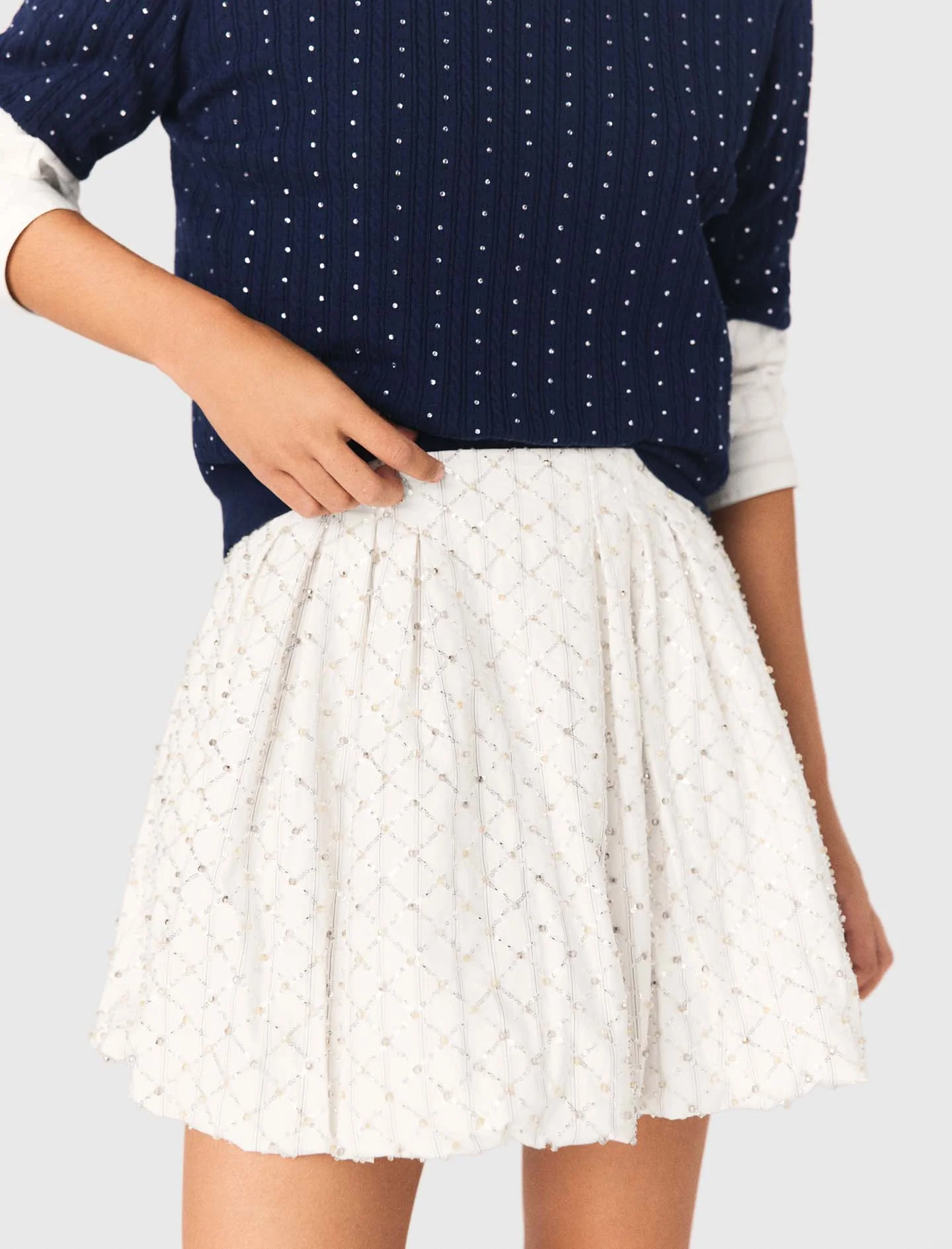 Beaded Bubble Skirt White - Image 6