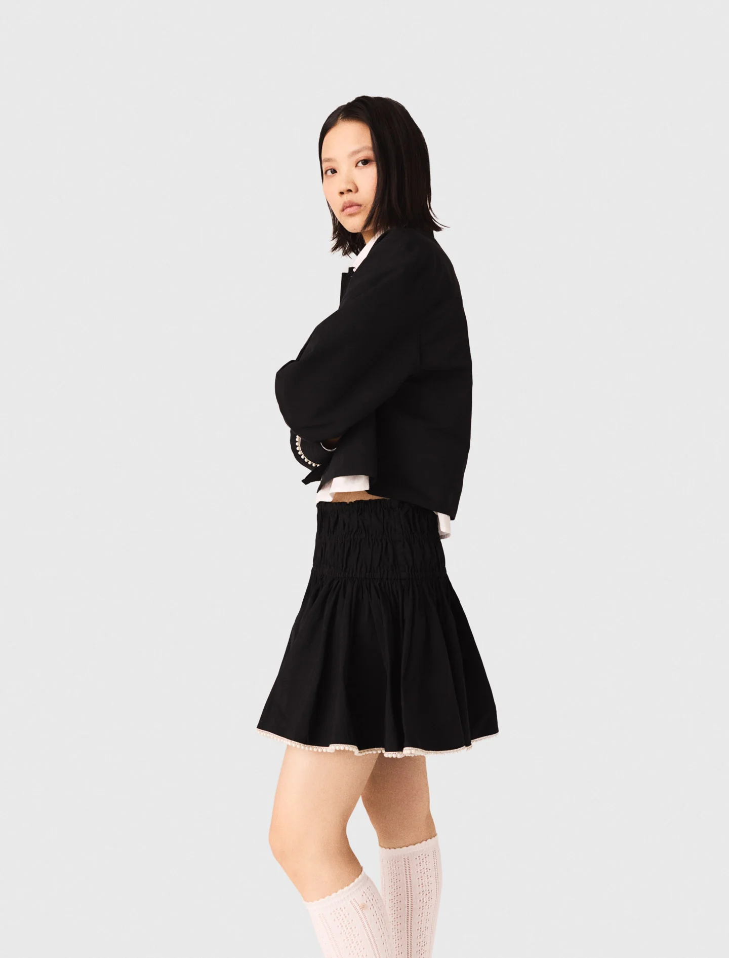 Beaded Taffeta Skirt Black - Image 2