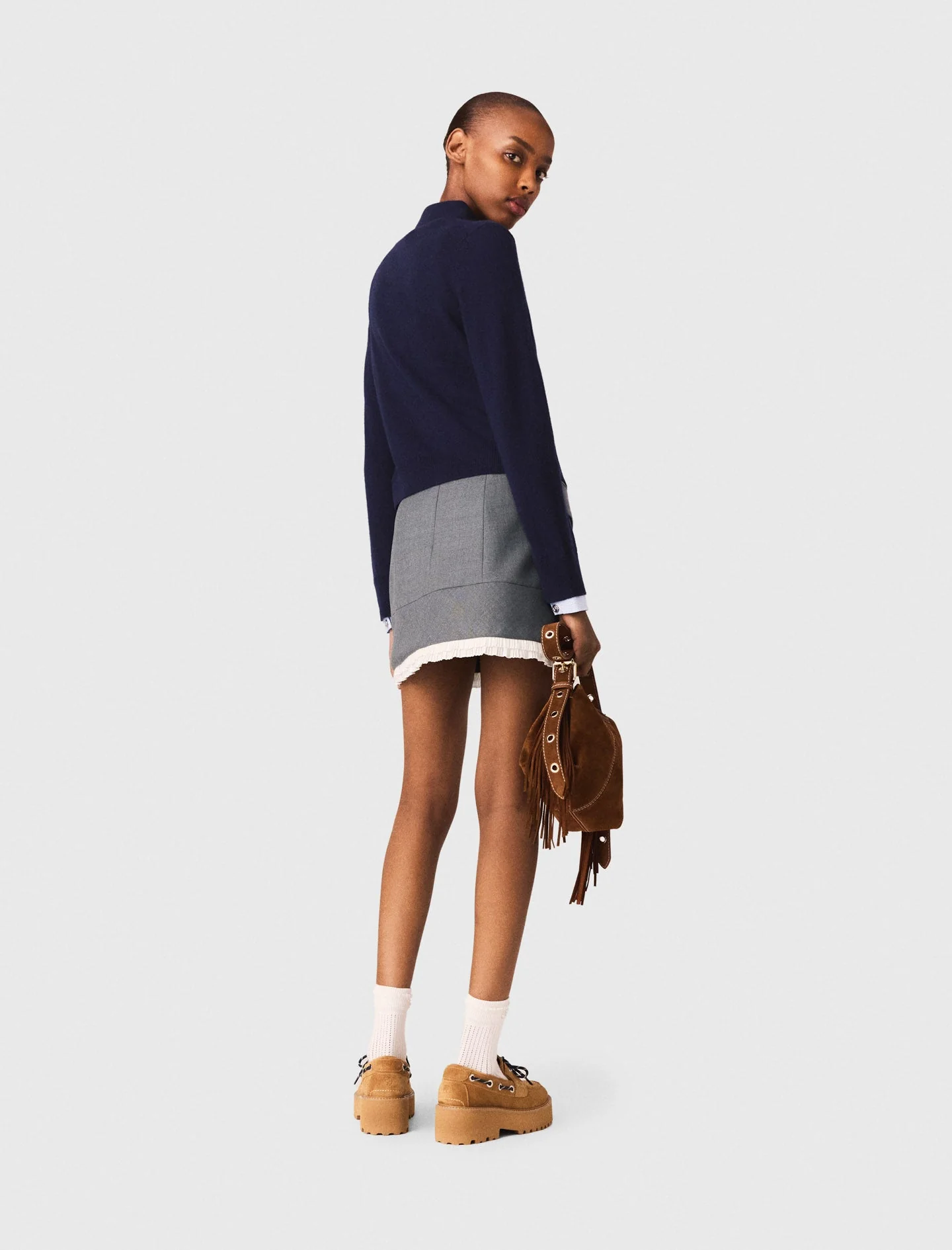 A-line poplin skirt with band - Image 3