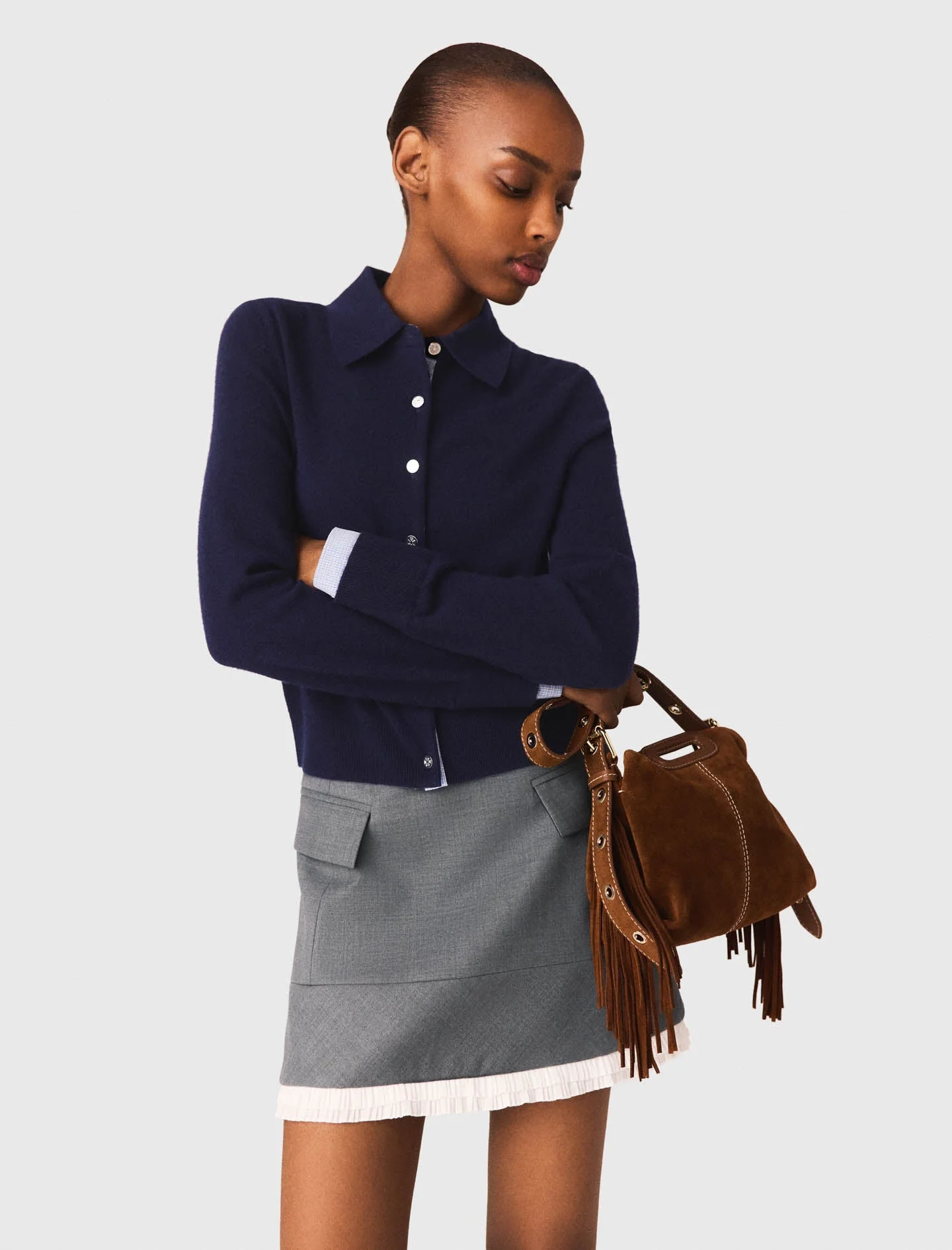 A-line poplin skirt with band - Image 4