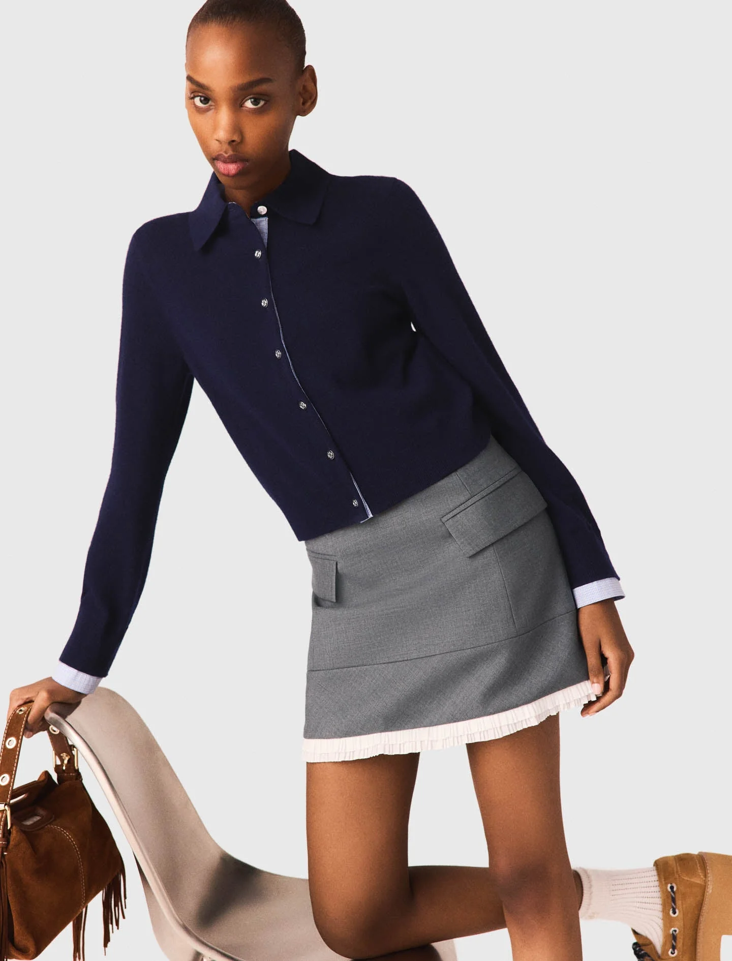 A-line poplin skirt with band - Image 5