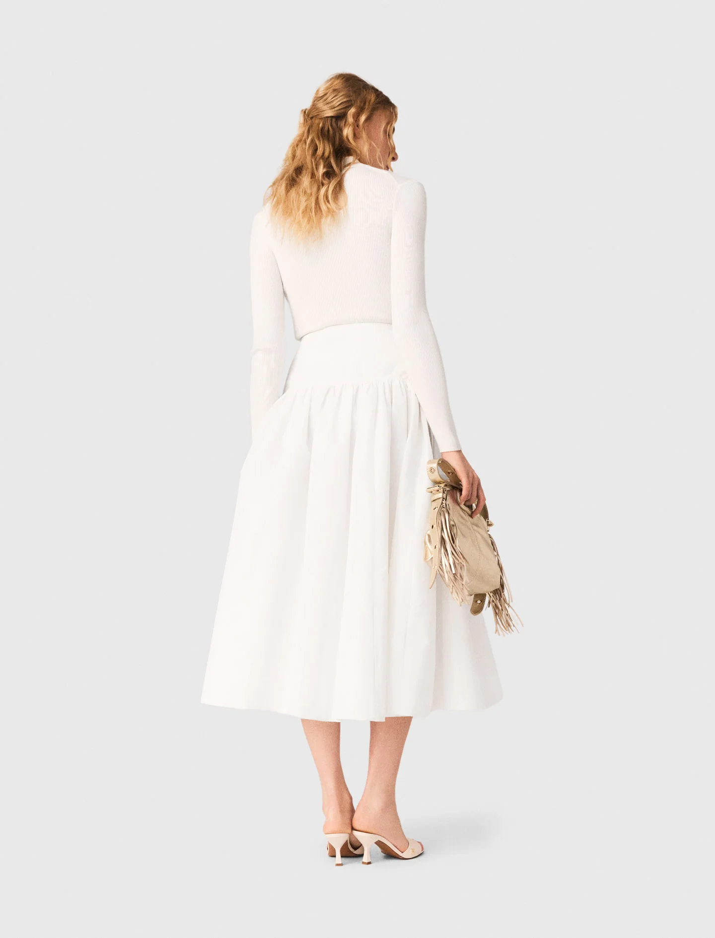 Long Taffeta Skirt White - Image 3