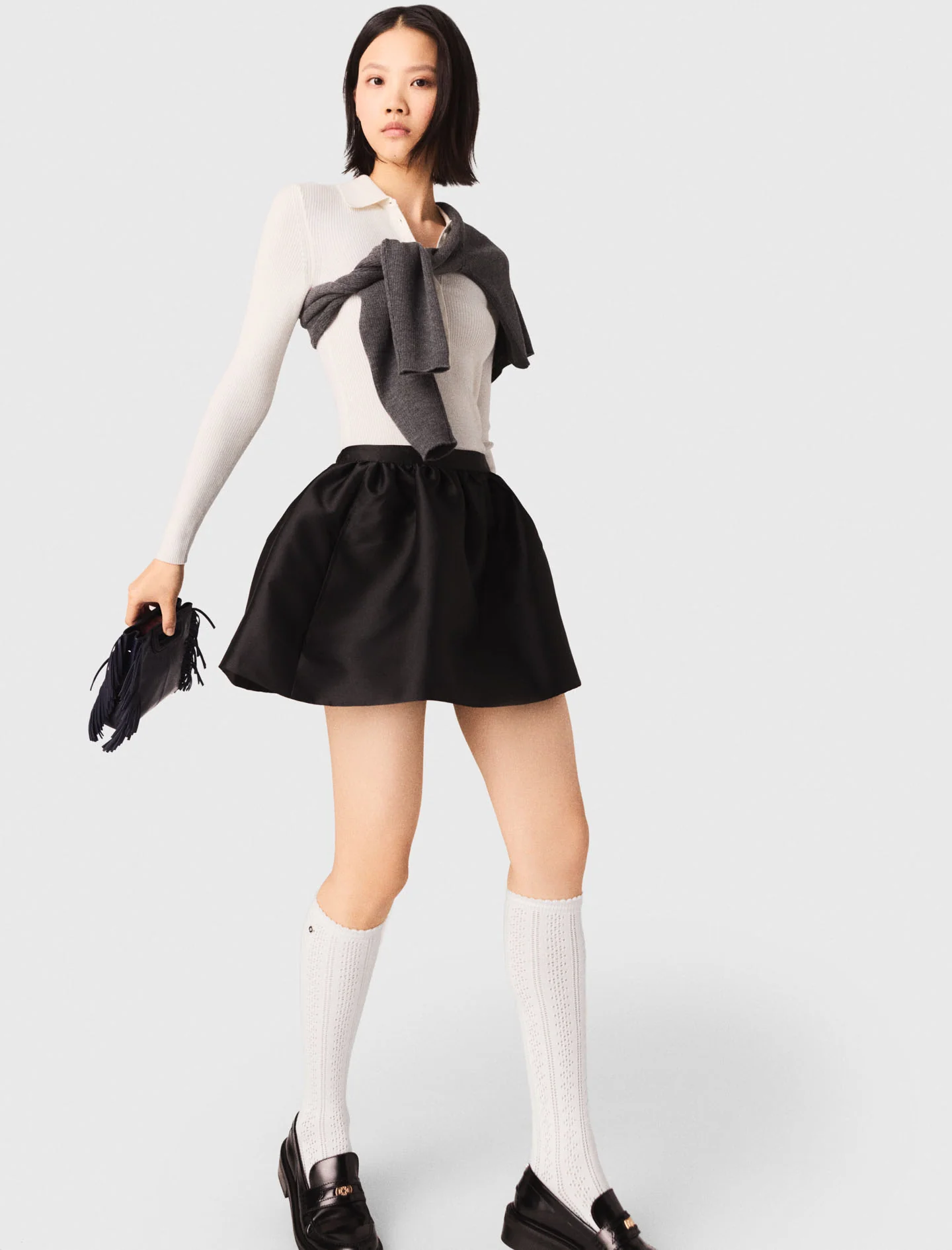 Short Taffeta Bubble Skirt Black - Image 3